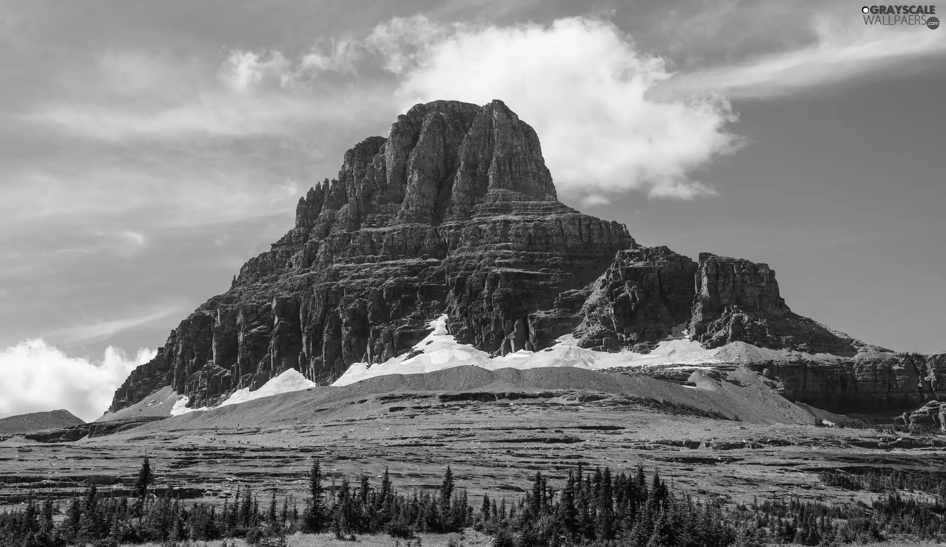 Mountains, Montana State, trees, Glacier National Park, The United States, Clements Mountain, viewes