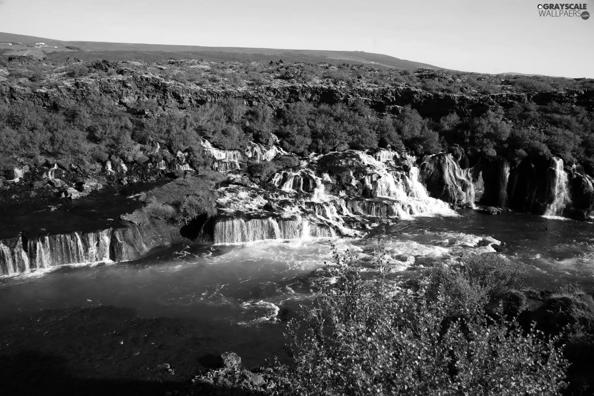 Cascades, tear, viewes, plain, trees, River