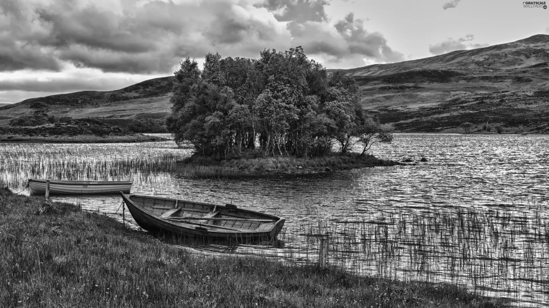 River, trees, viewes, Boats