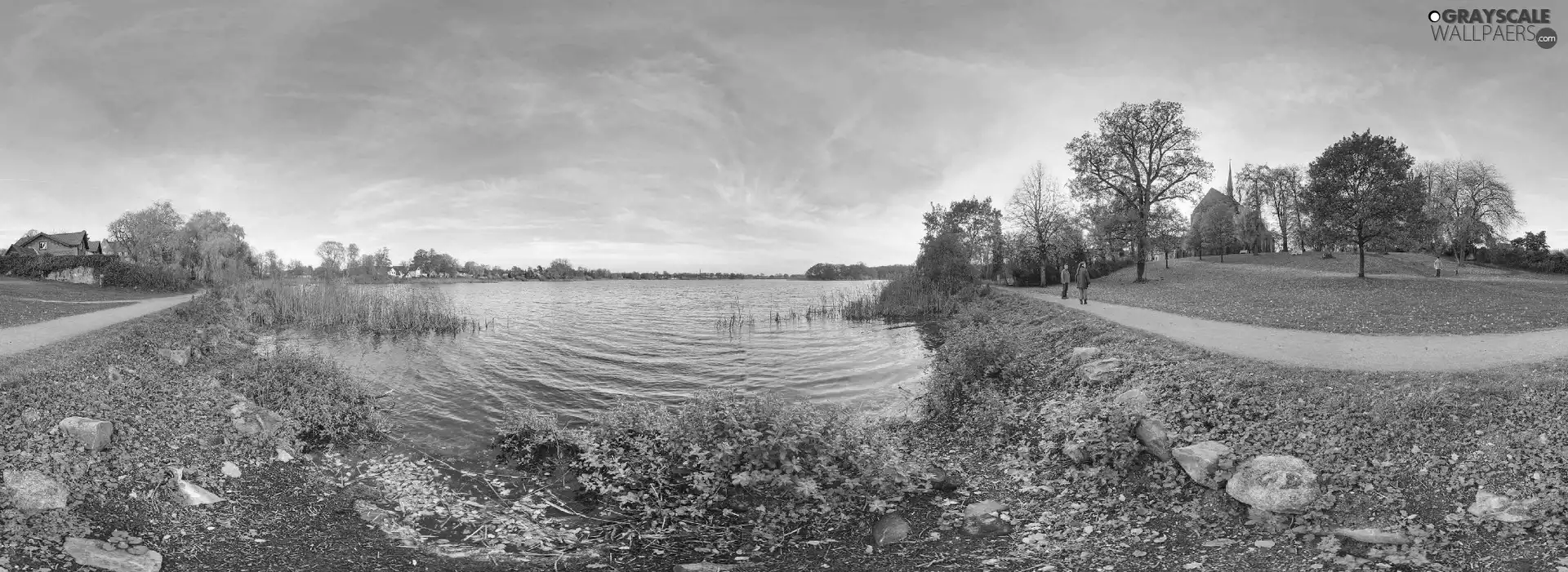 viewes, Sky, Park, trees, lake