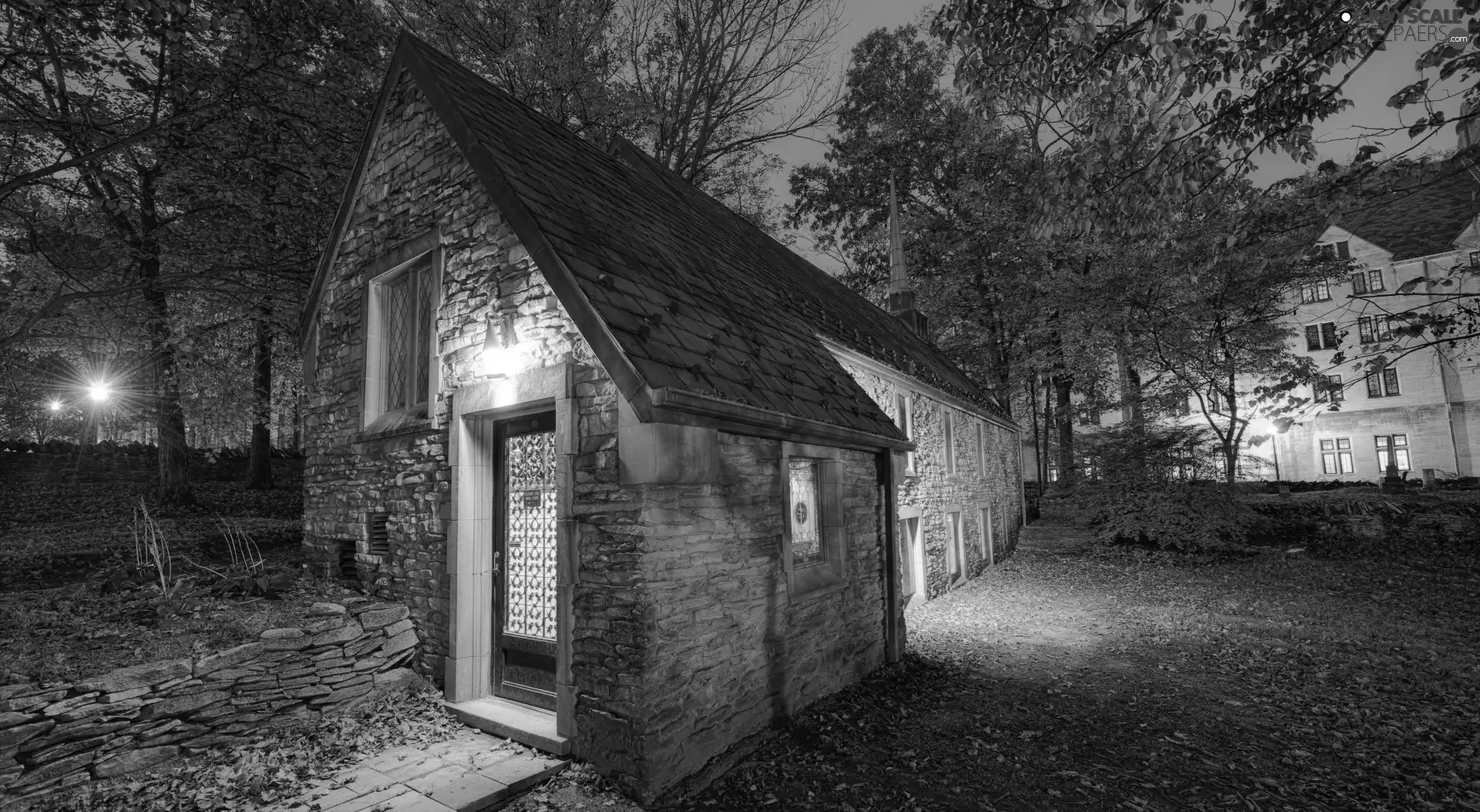 viewes, chapel, trees