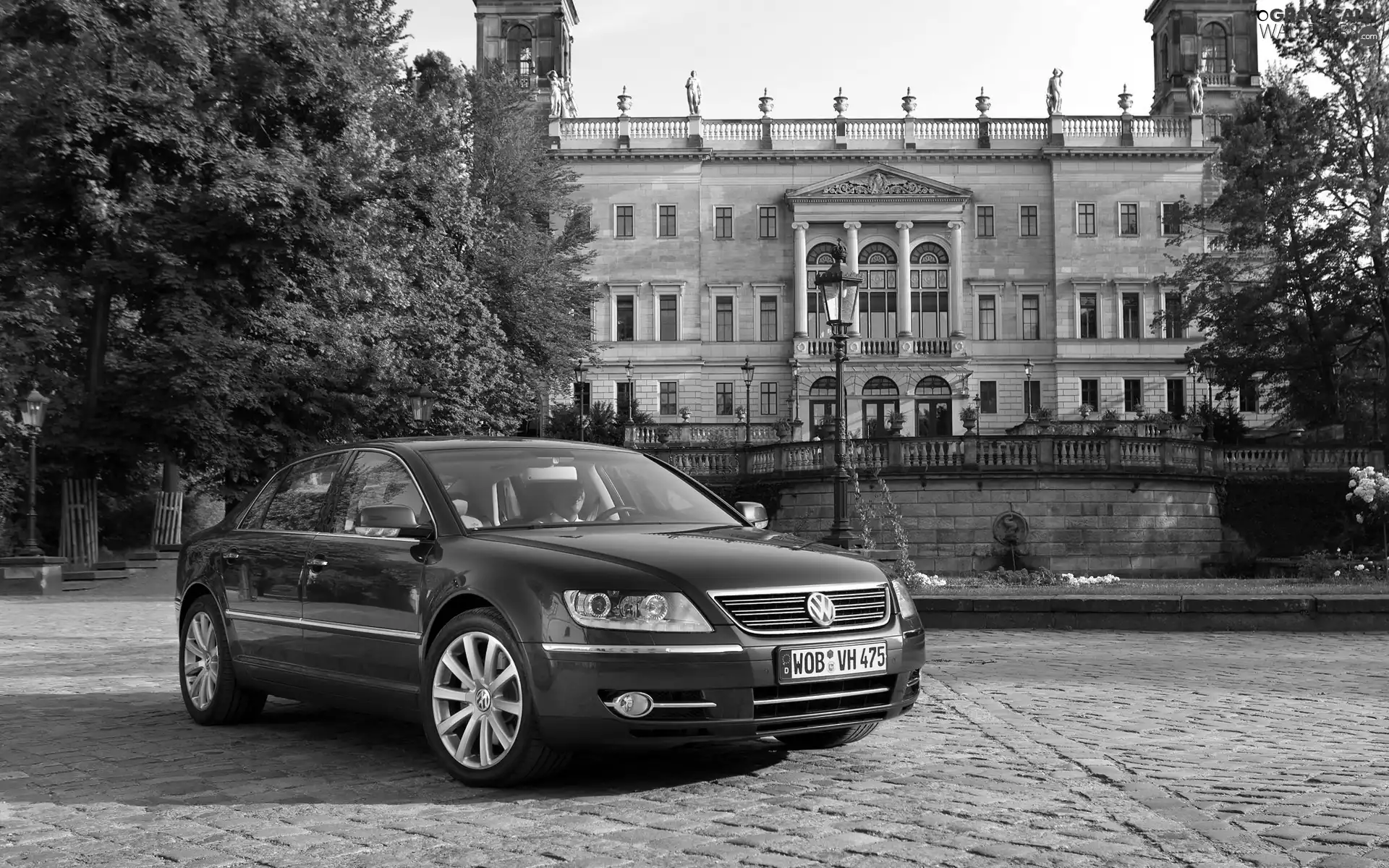 house, viewes, Volkswagen Phaeton, trees