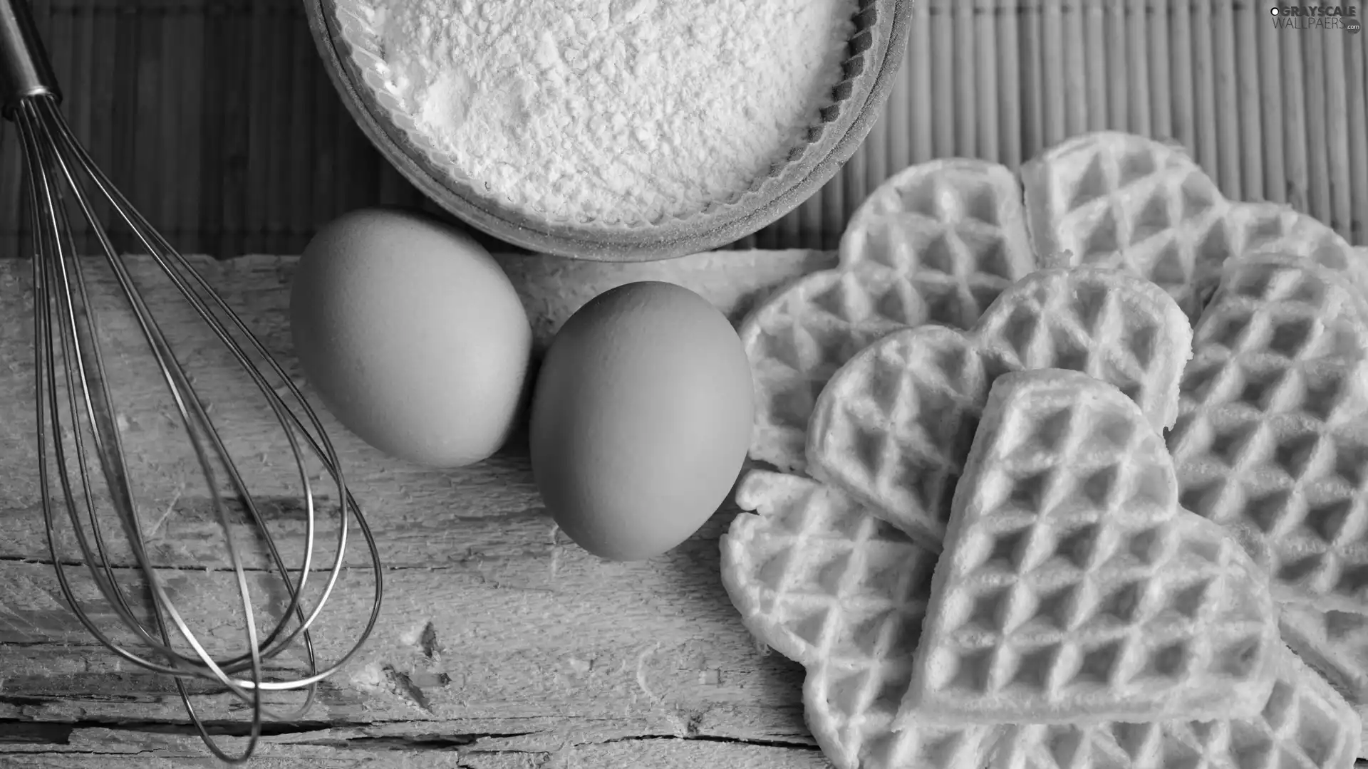 eggs, flour, heart, waffles