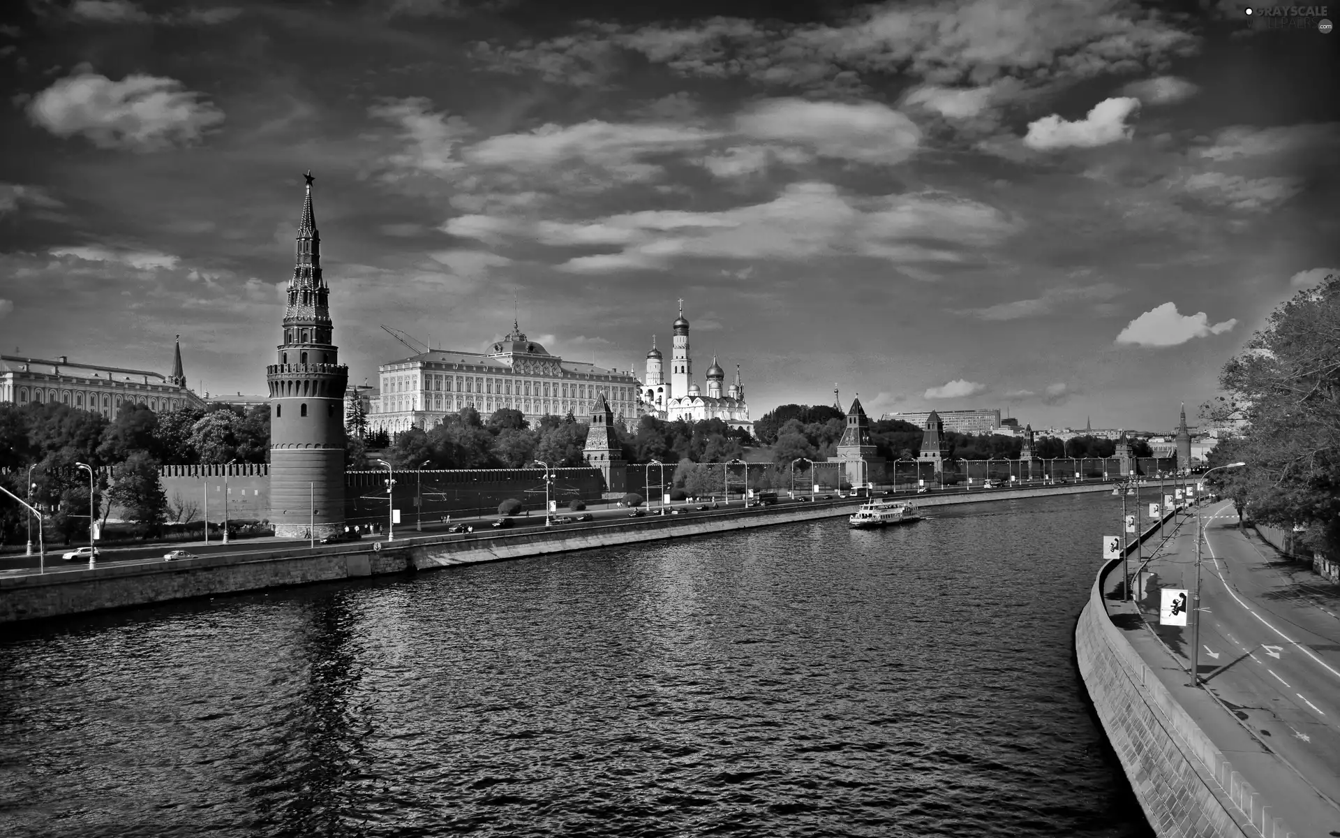 wall, River, kremlin, Red, Moscow