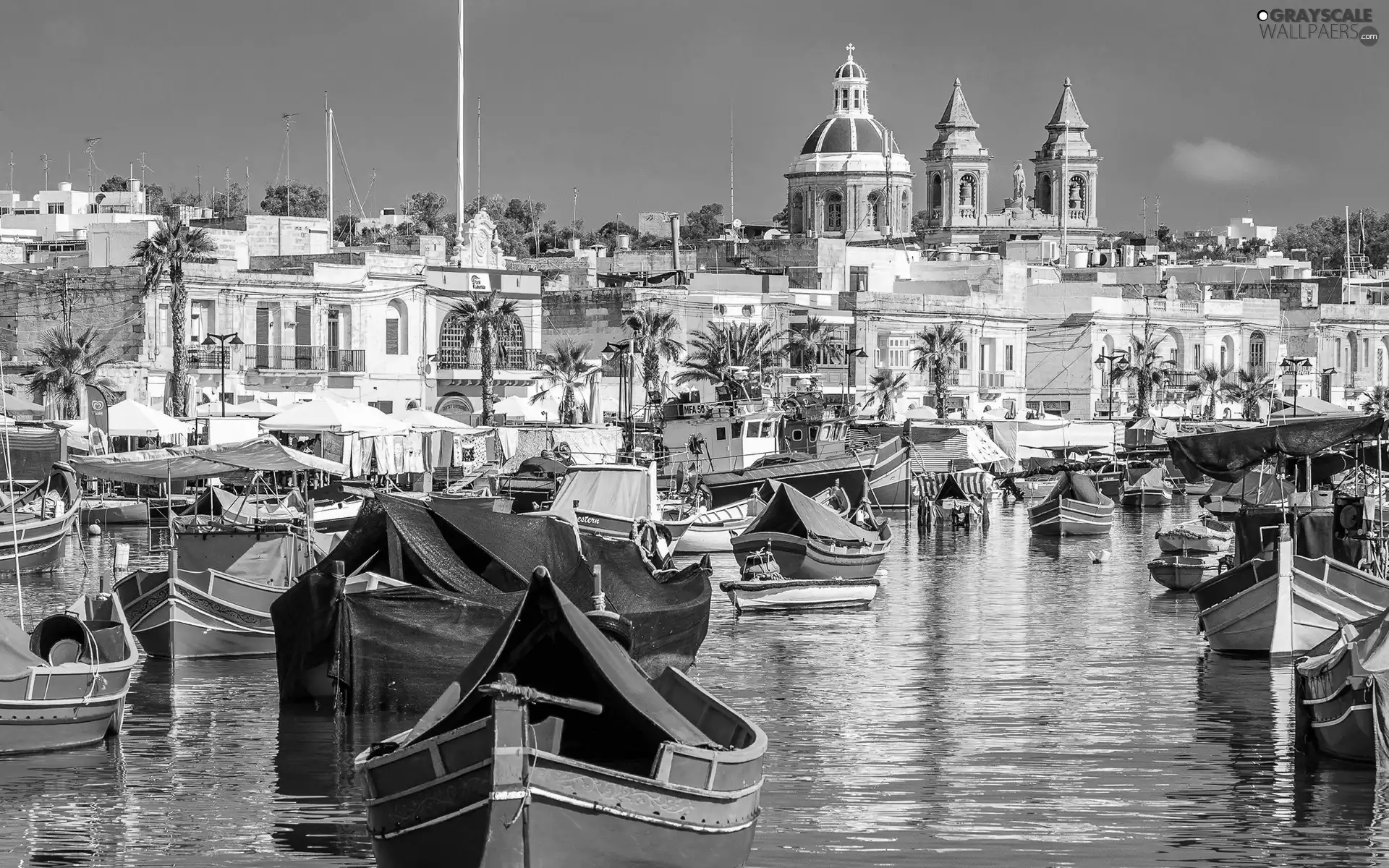 water, boats, Marsaxlokk, Town, Malta