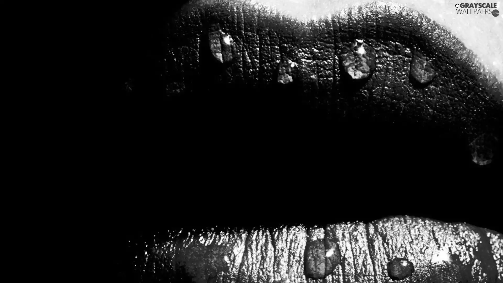 water, lips, drops