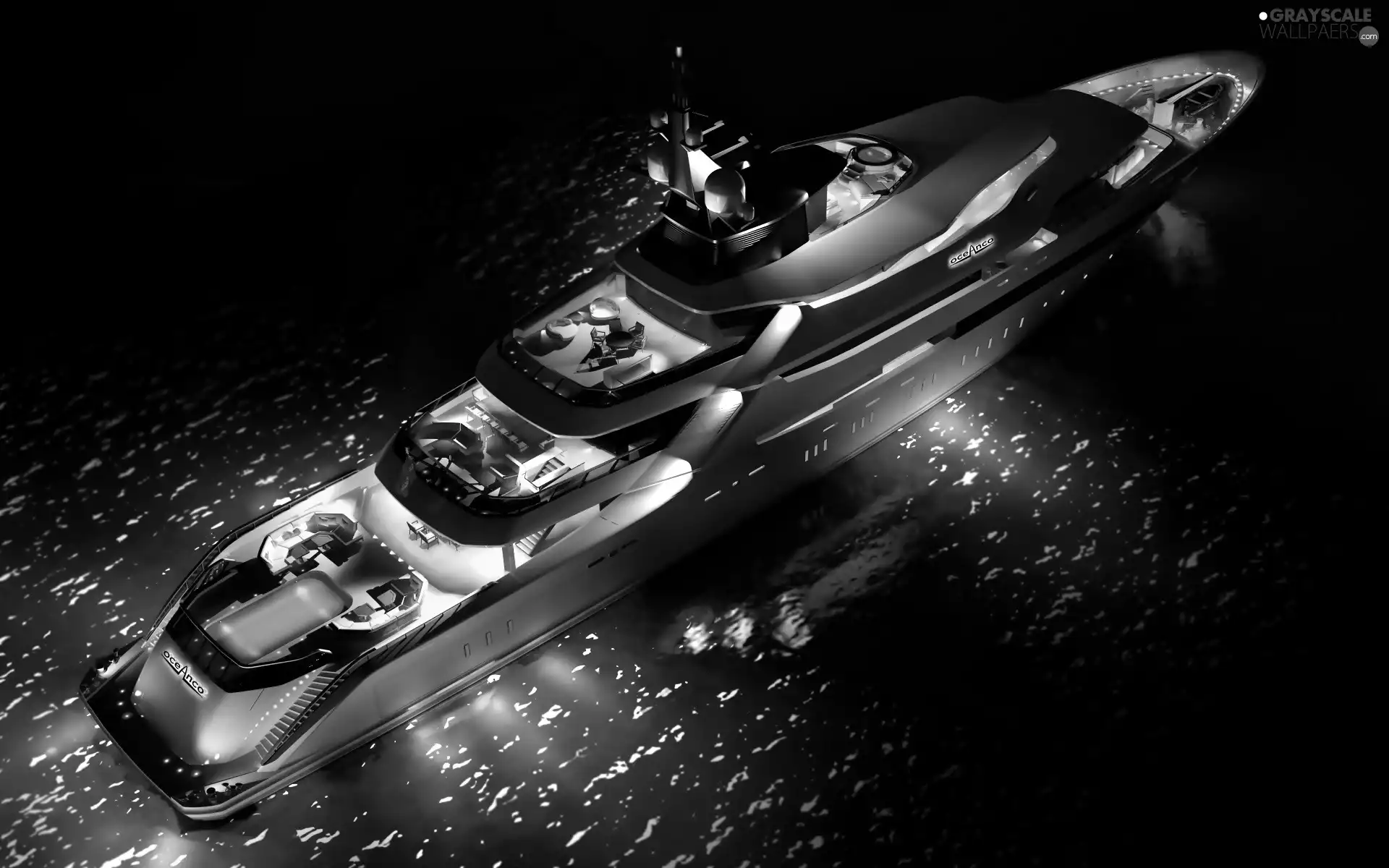Luxury, Night, water, Yacht
