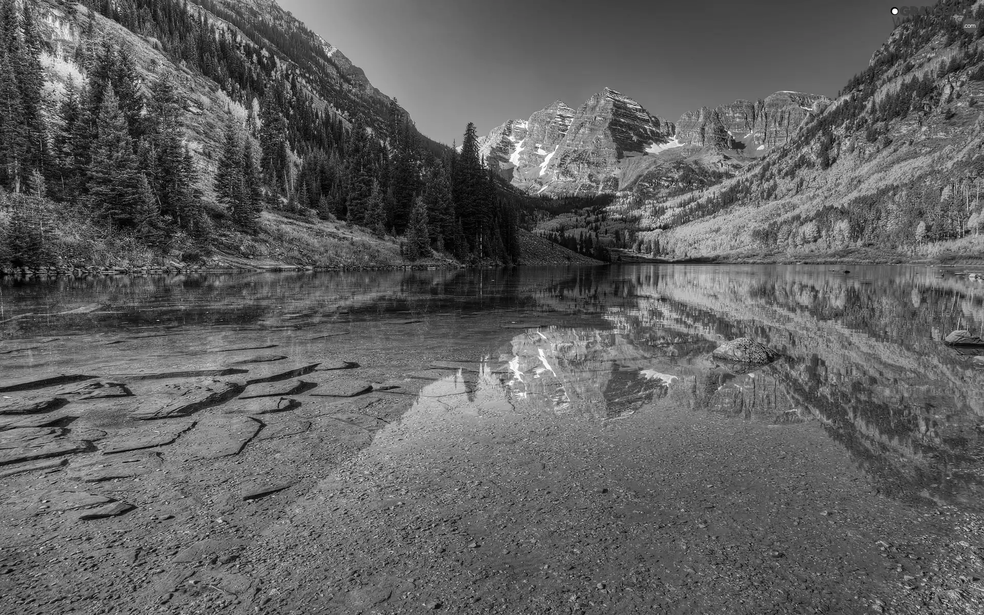 Mountains, clear, water, lake