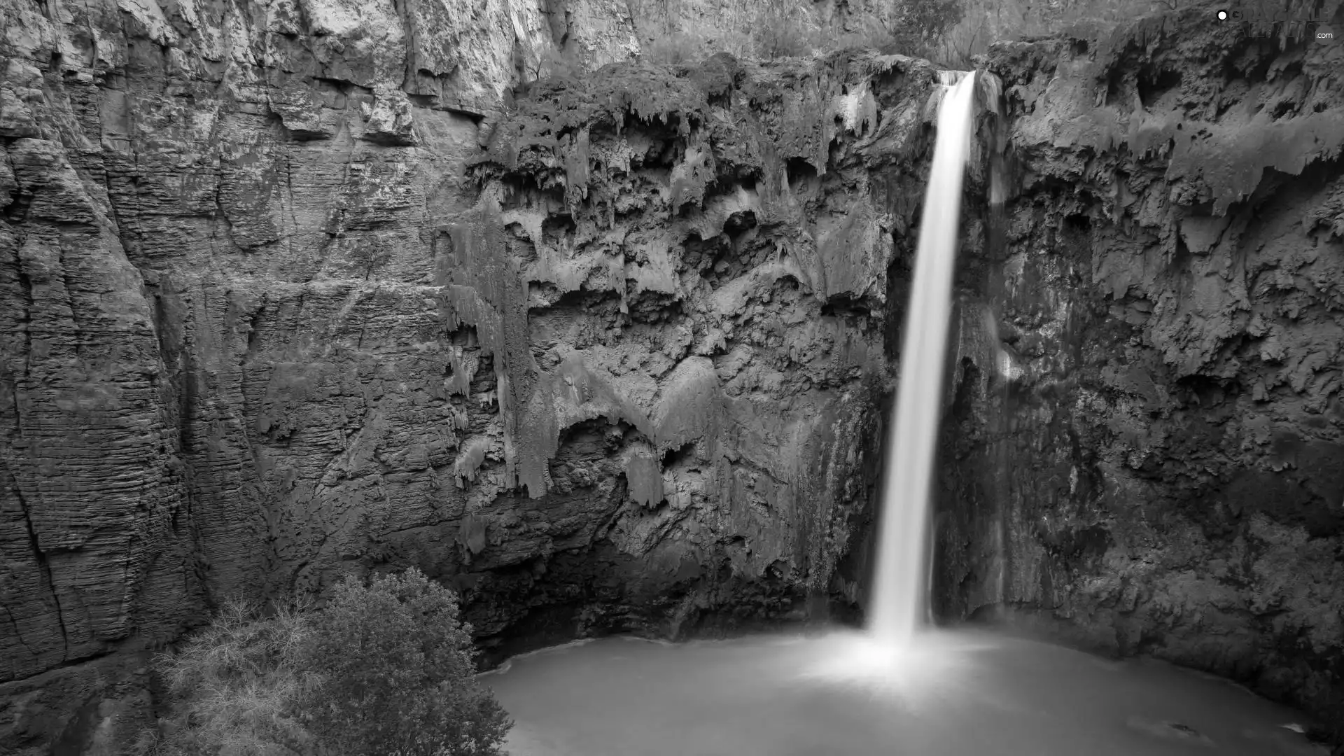 water, waterfall, rocks