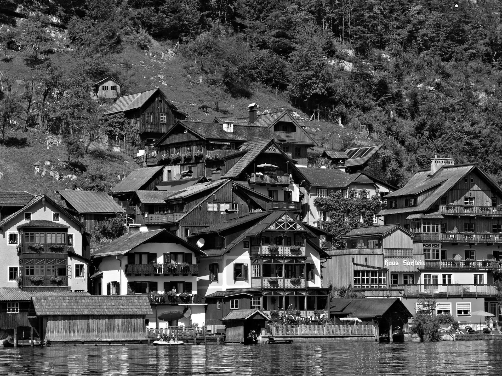 Steep, buildings, water, slope