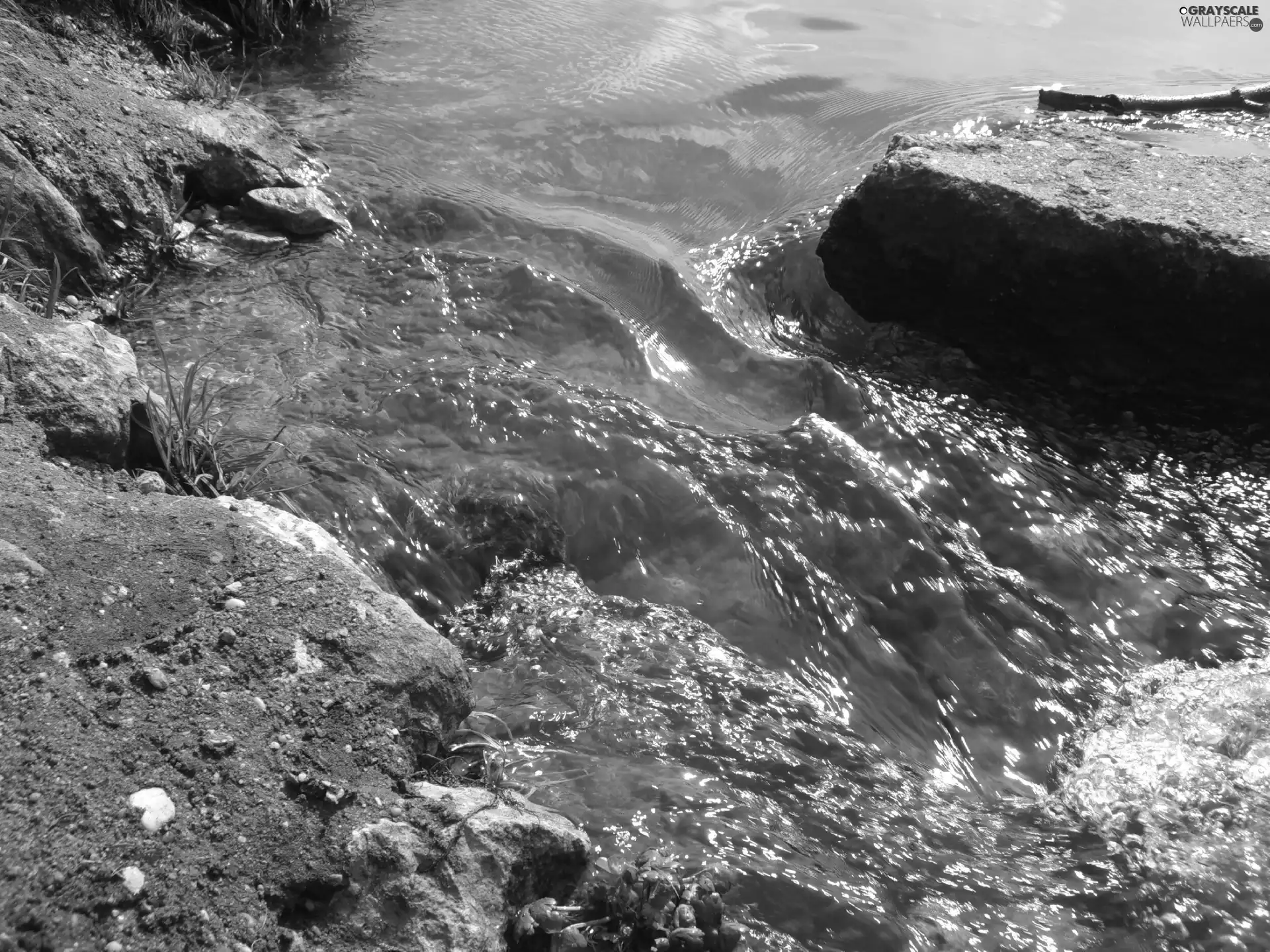 water, Stones, stream, waterfall, River