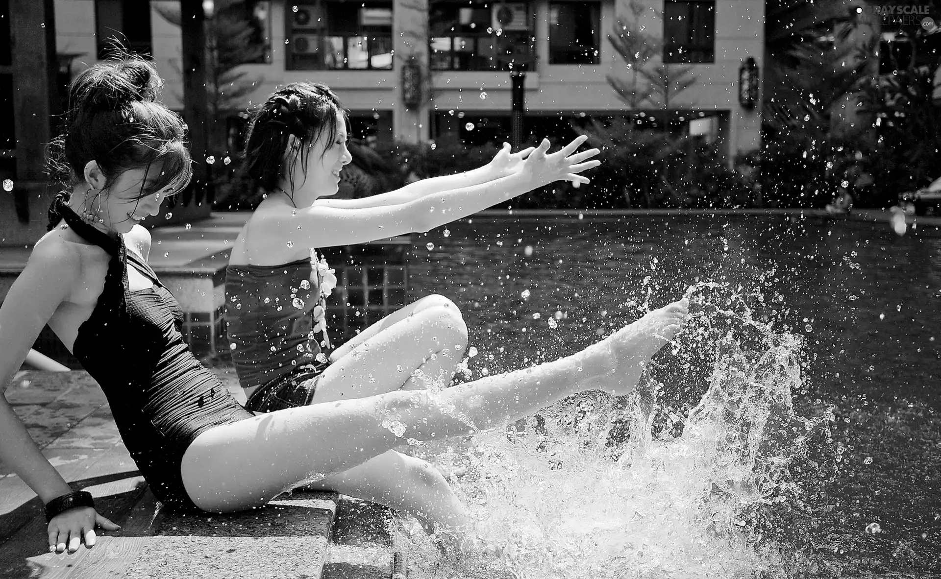 women, drops, water, Pool