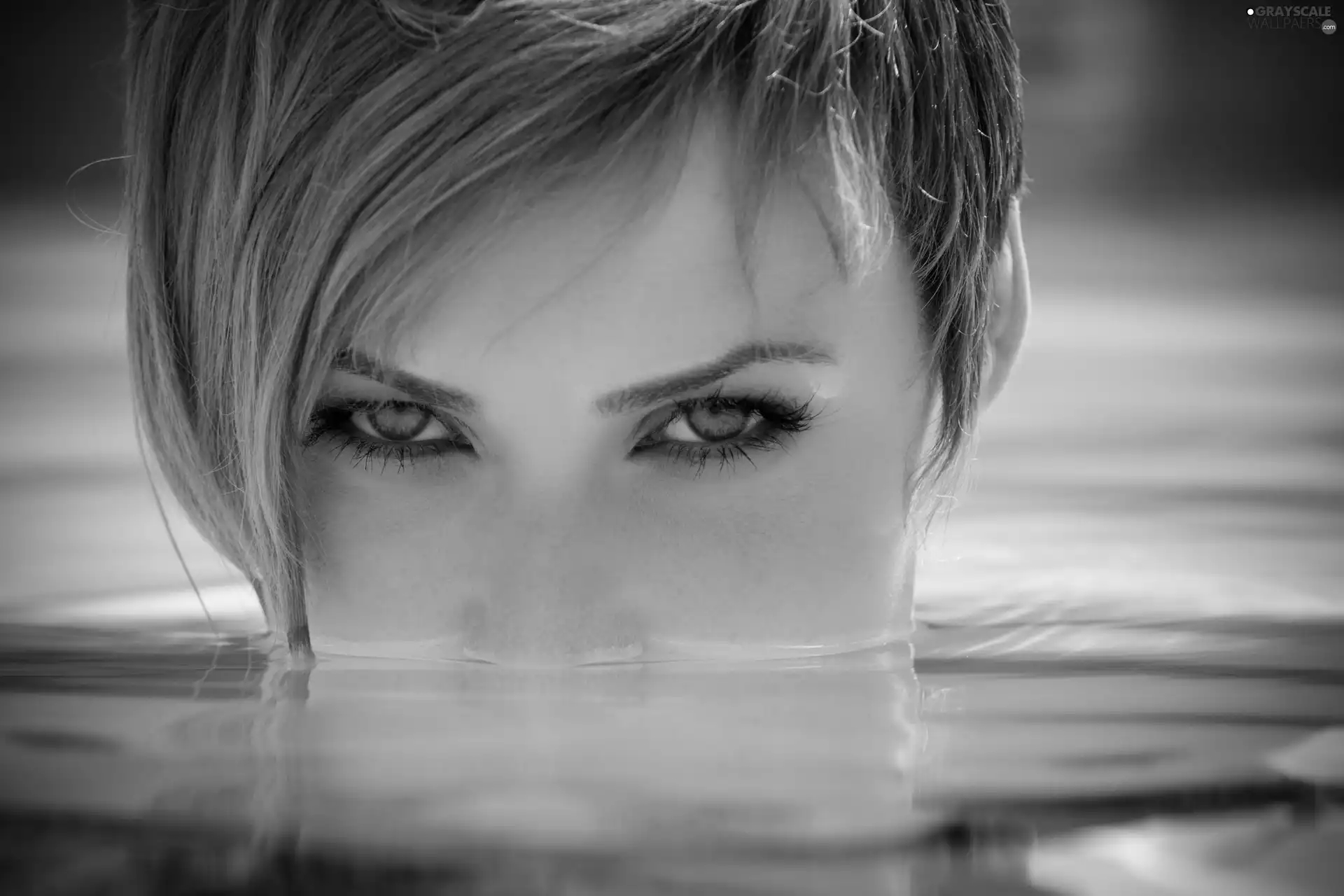 Women, Eyes, water, Blue