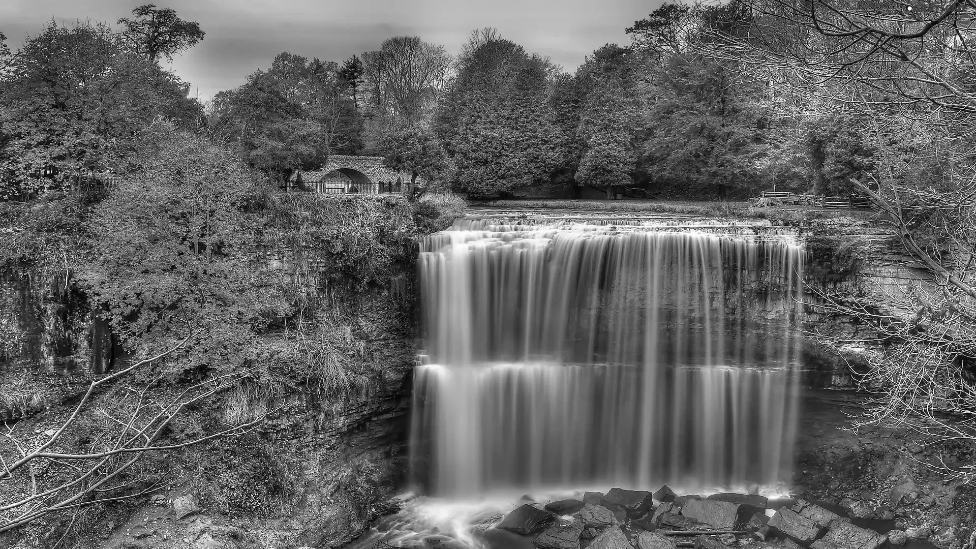 autumn, waterfall