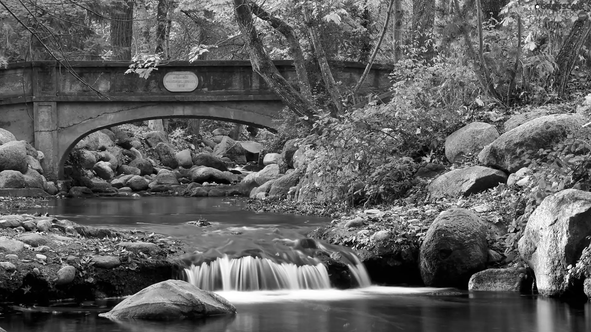 River, Park, stone, national, Oregon, waterfall, bridge