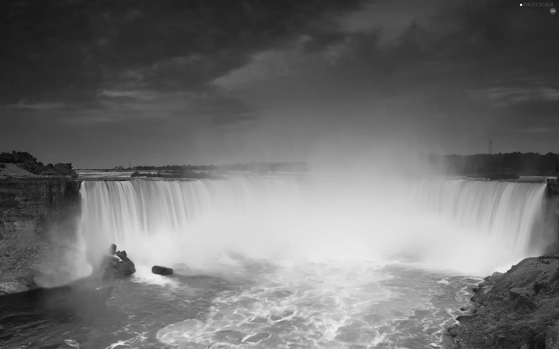 clouds, waterfall