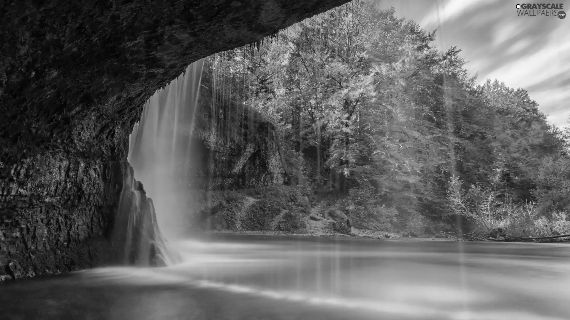 waterfall, River, forest