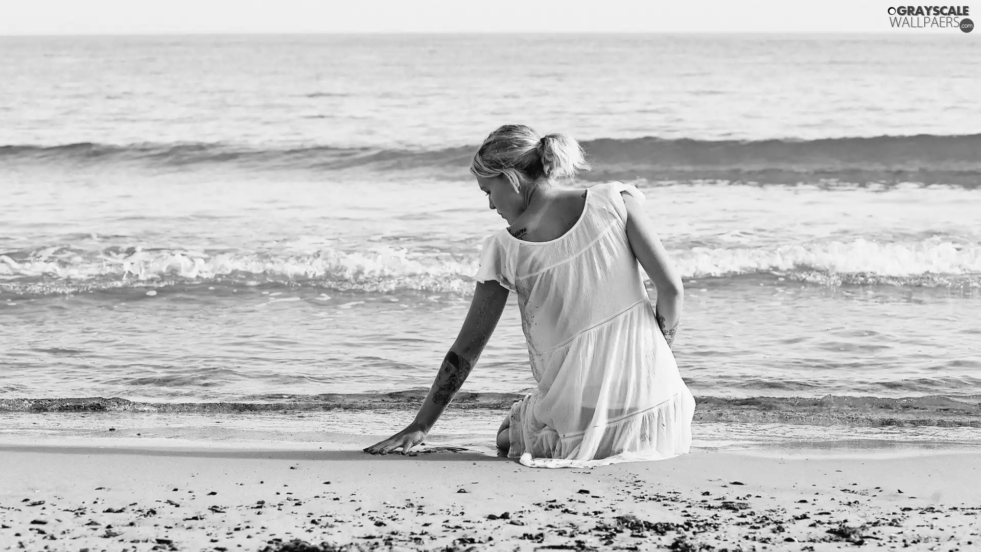 Beaches, sea, Waves, Women