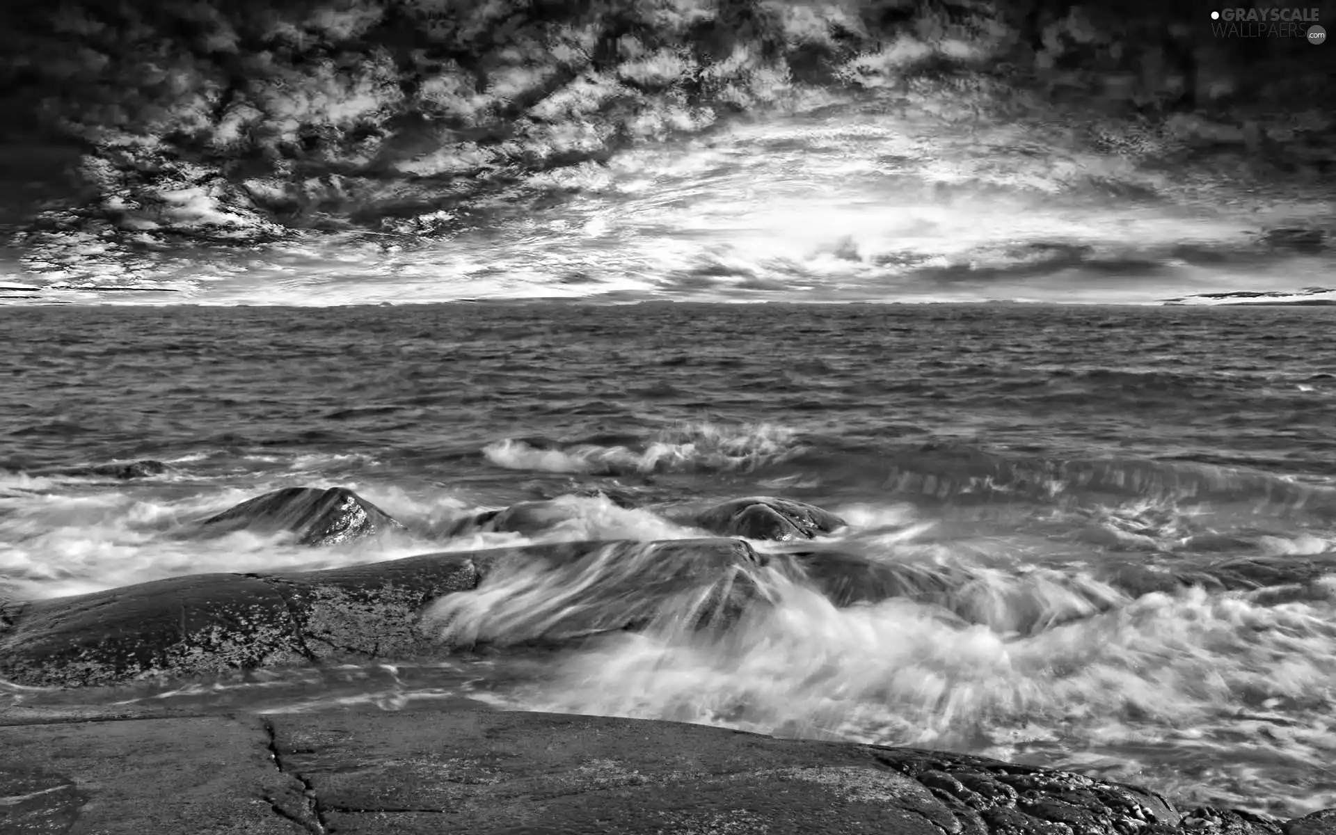 Waves, sea, clouds