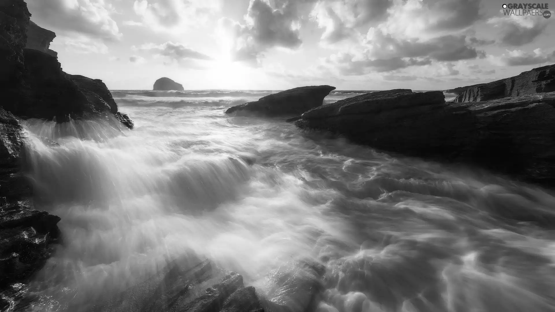 day, Waves, rocks, sunny, sea