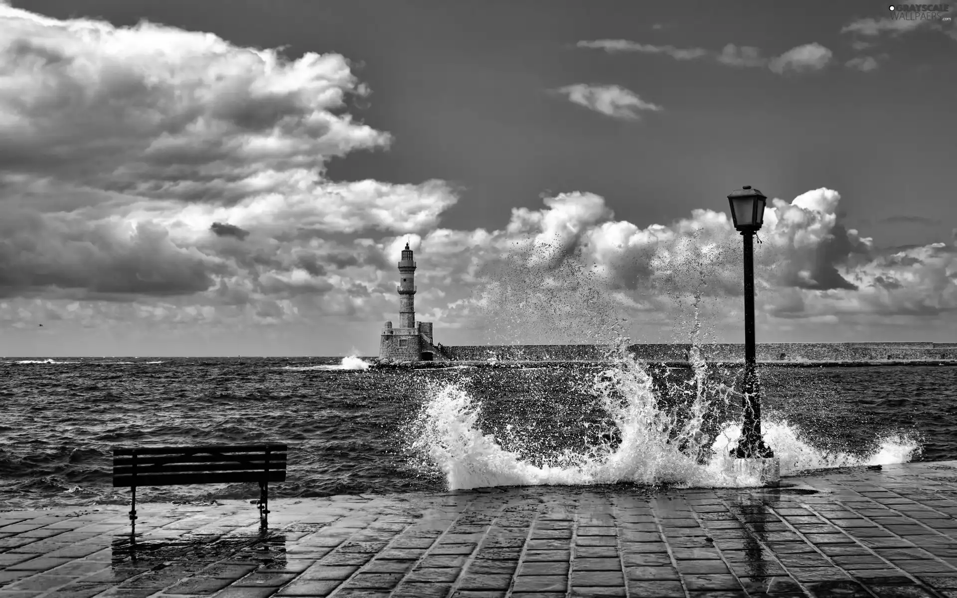 sea, maritime, Waves, Lighthouse