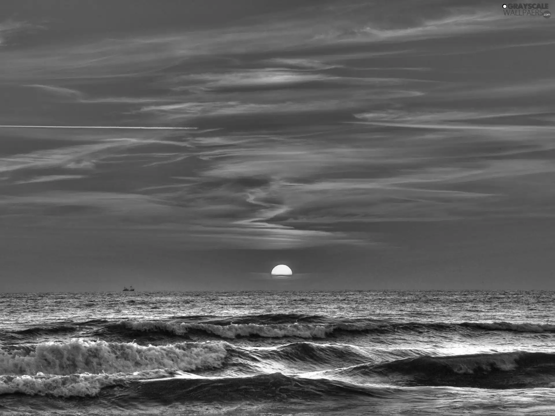 sea, sun, Waves, west