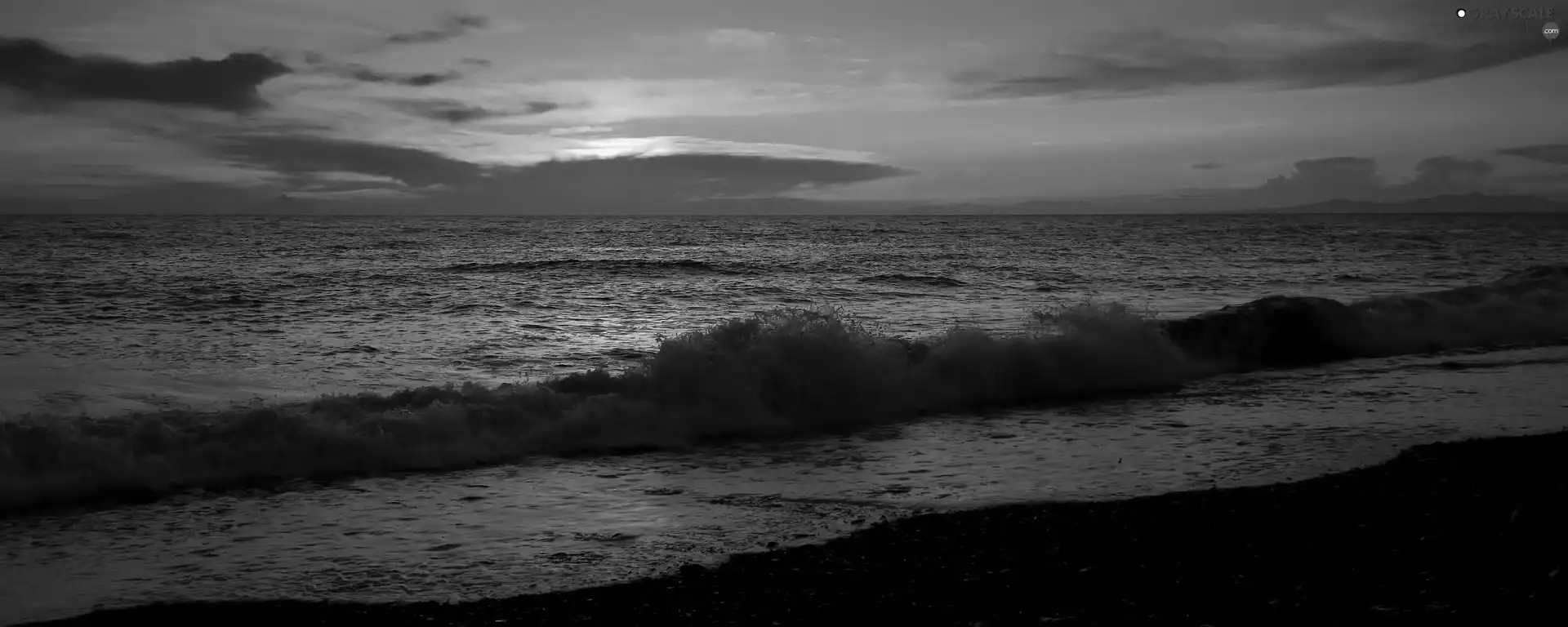 Waves, west, sun