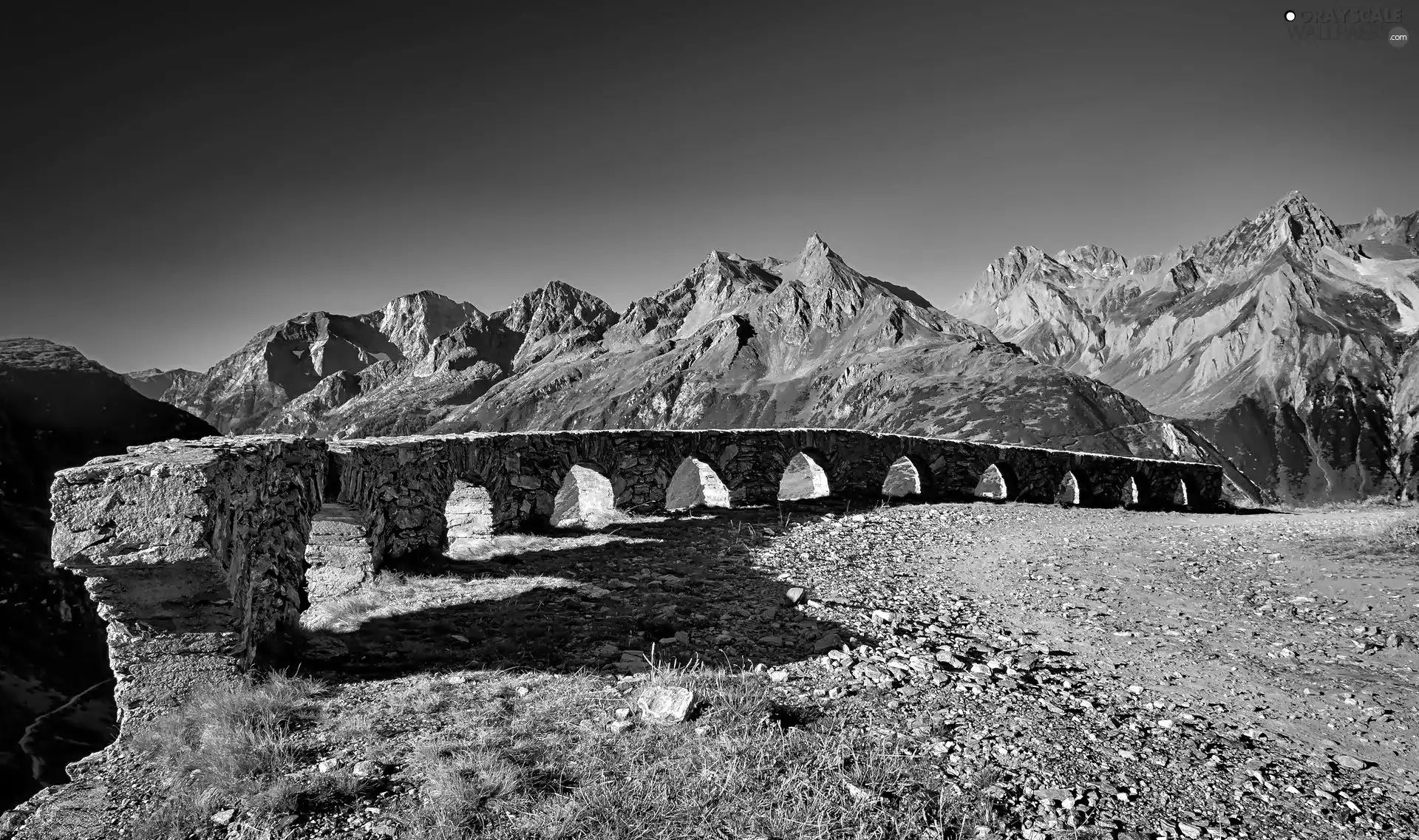 crash barrier, Mountains, Way