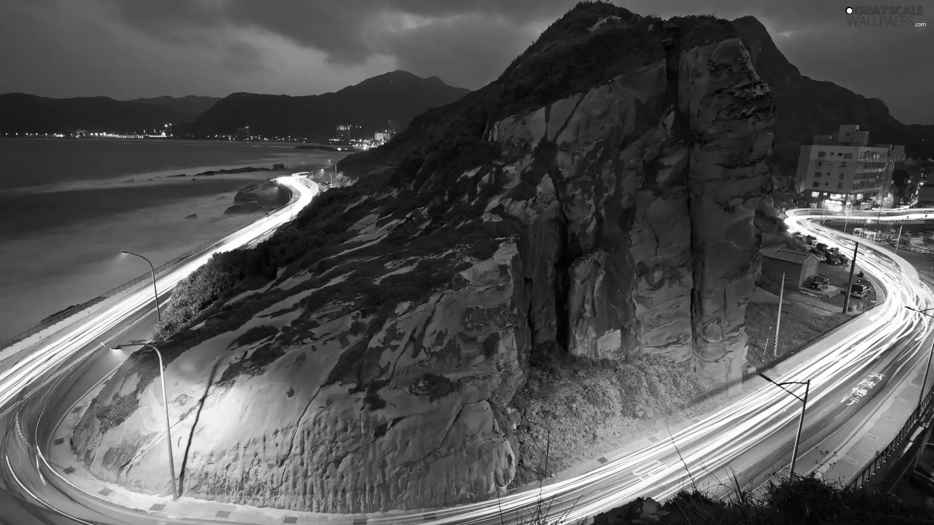 illuminated, light, mountains, Way