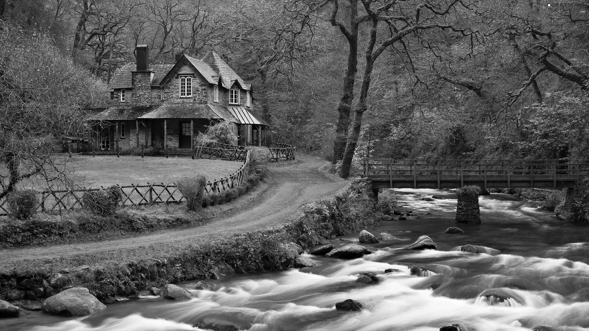 River, house, Way, bridges