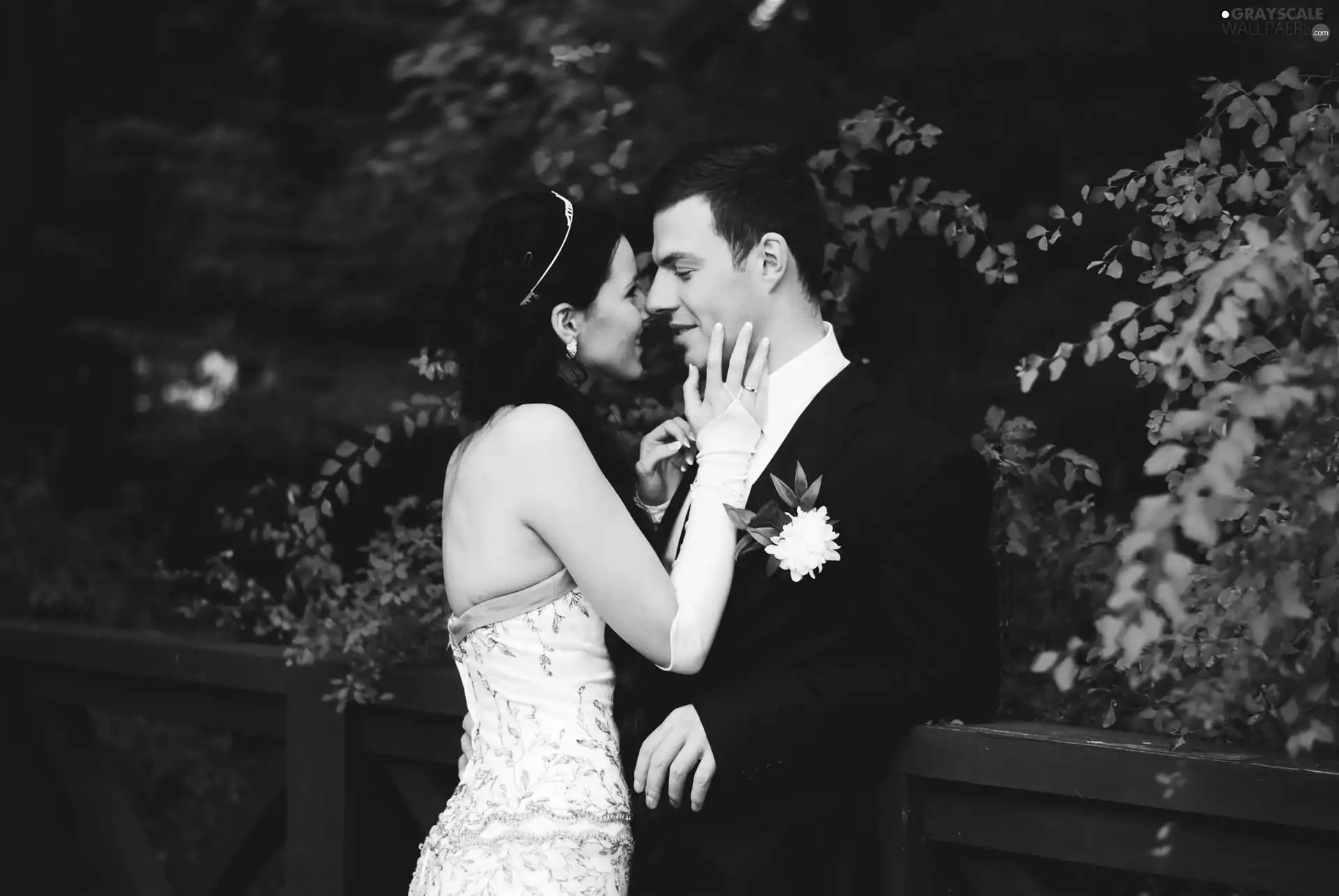 Women, kiss, wedding, a man