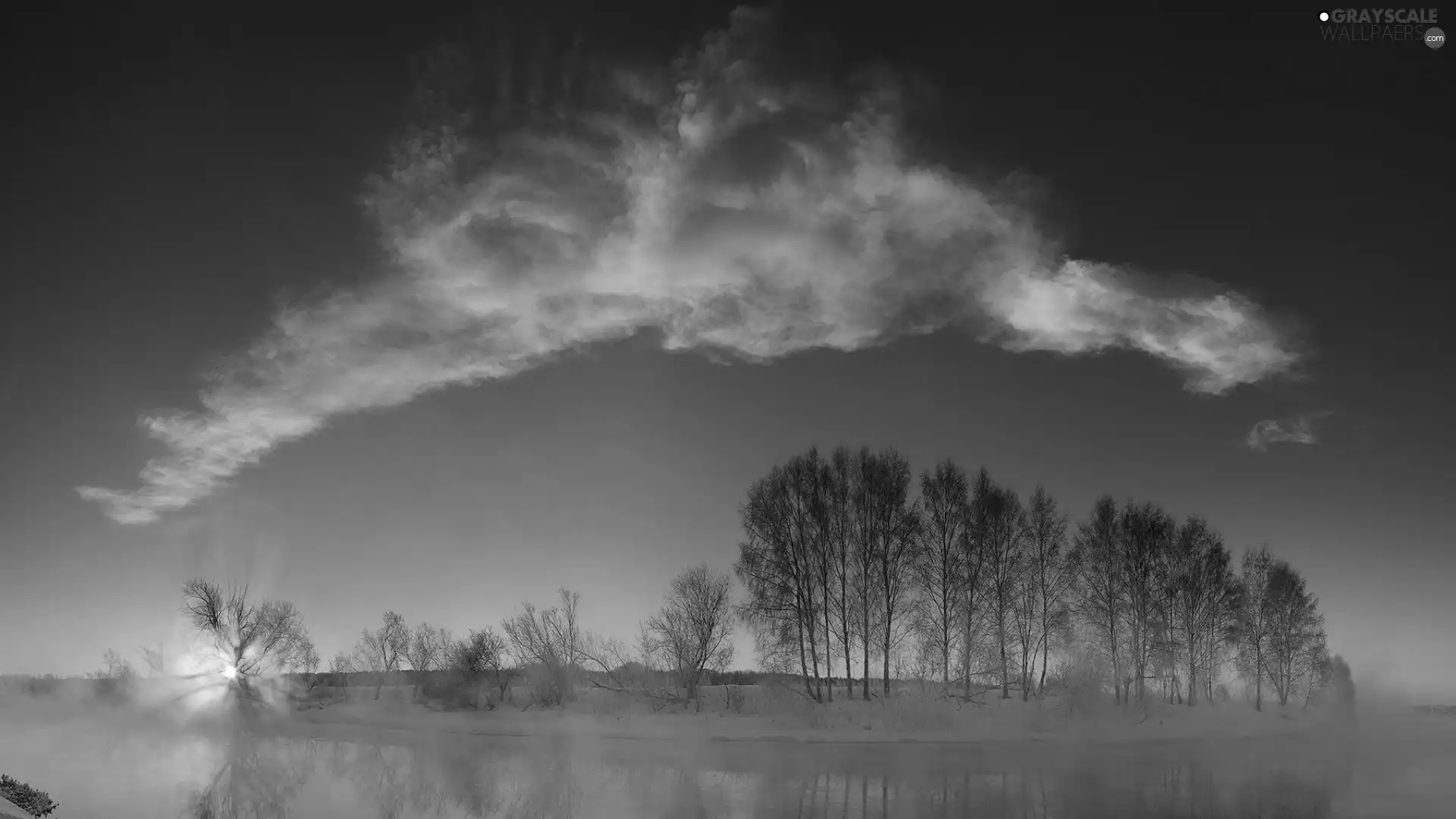 west, lake, Fog