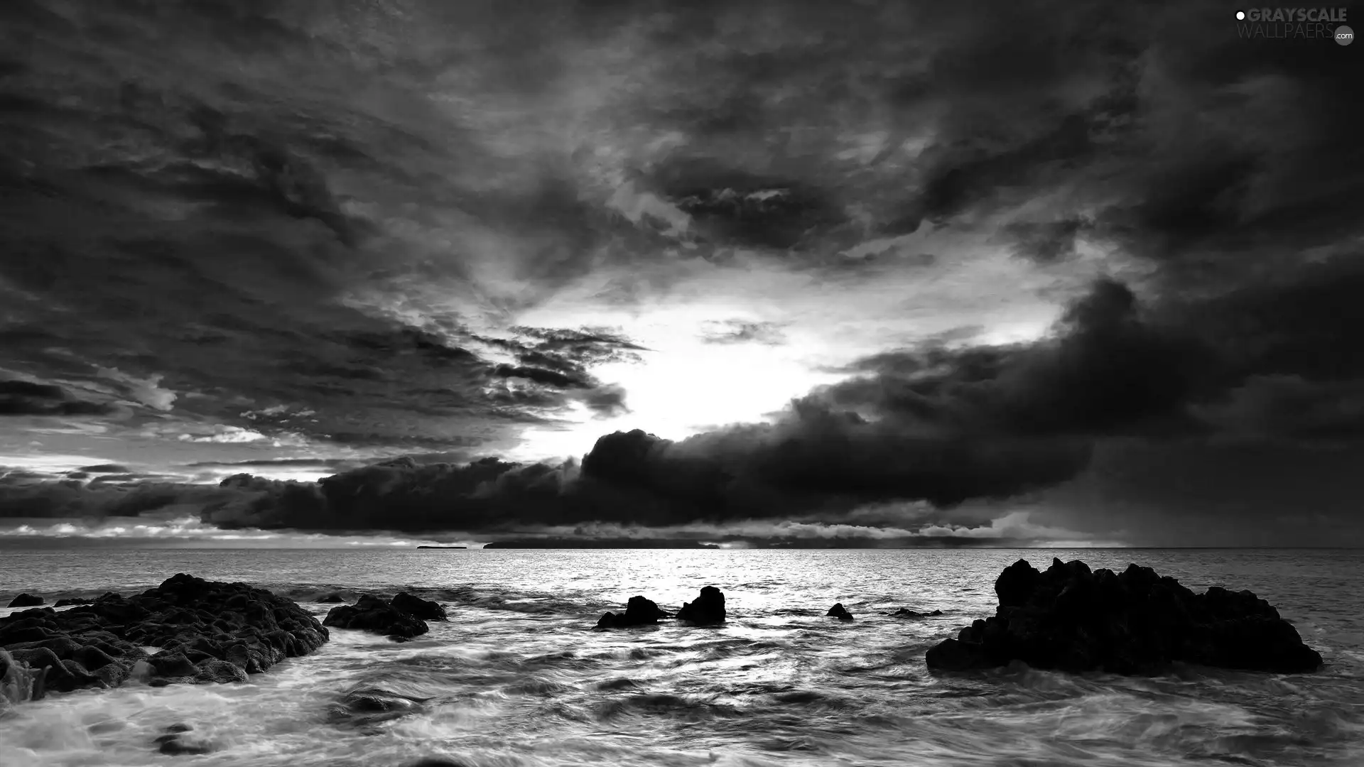 sea, Sky, west, rocks