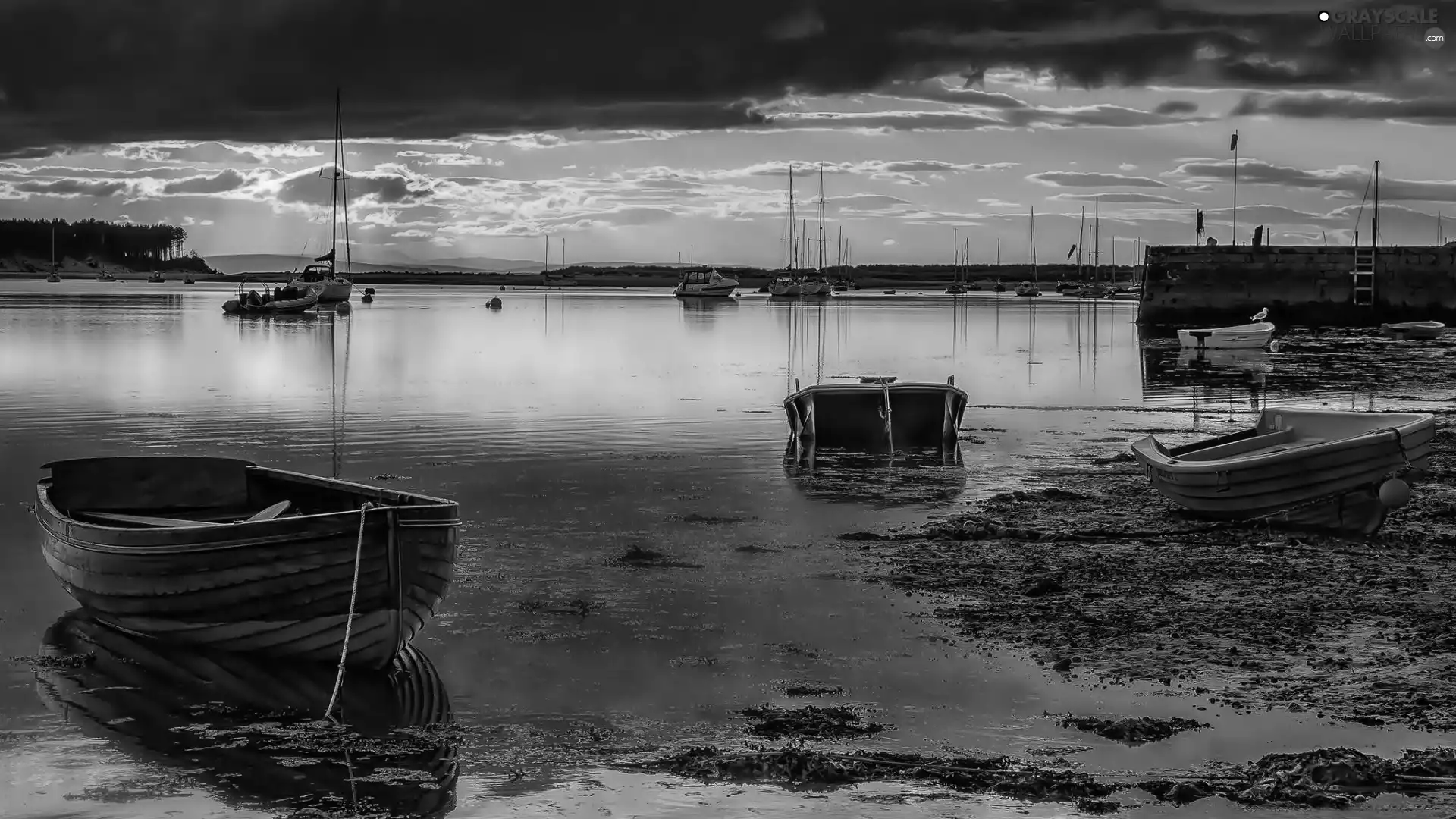 west, sun, Yachts, lake, Boats
