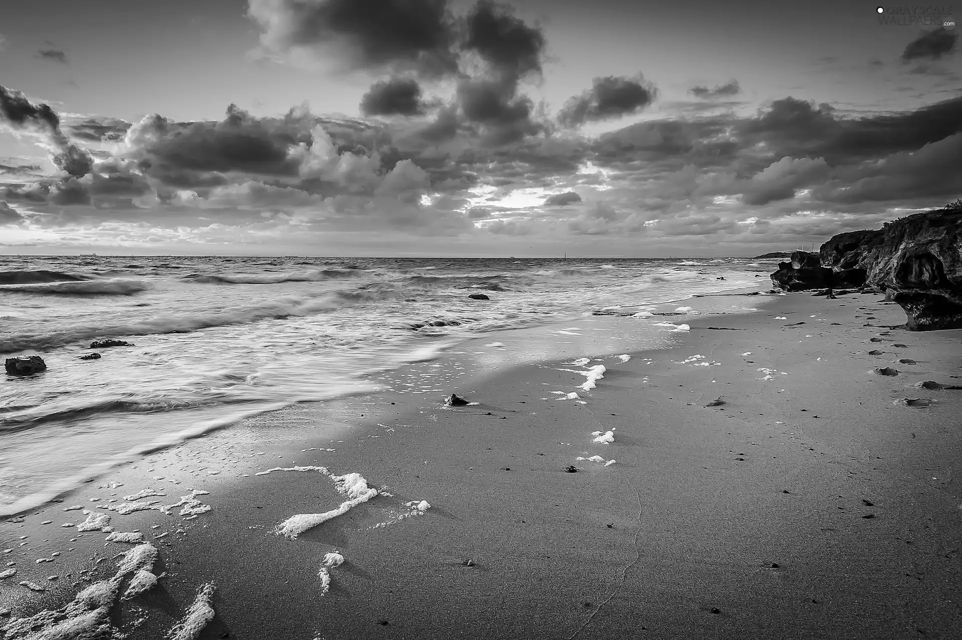 west, sun, sea, Beaches, clouds