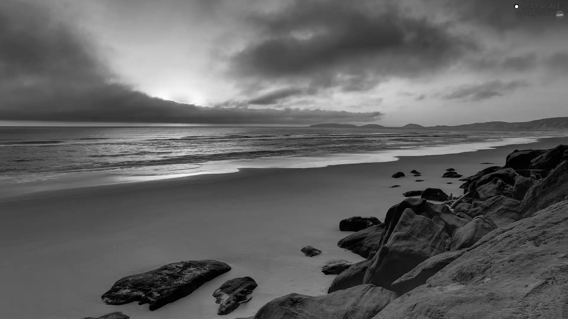 west, sun, Beaches, rocks, Coast