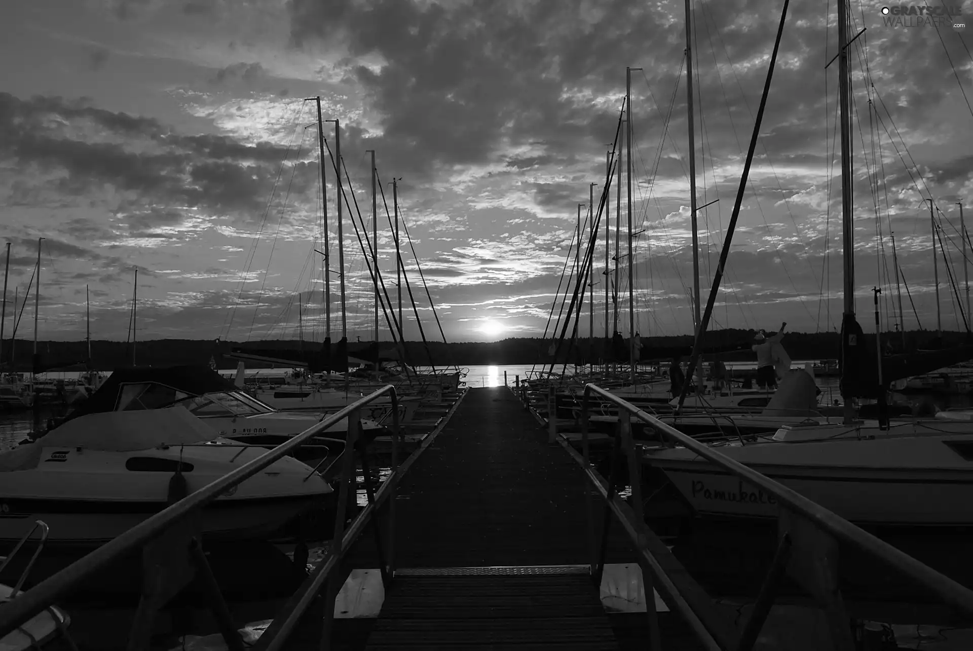 west, sun, Harbour, Yachts, Lake Charzykowskie