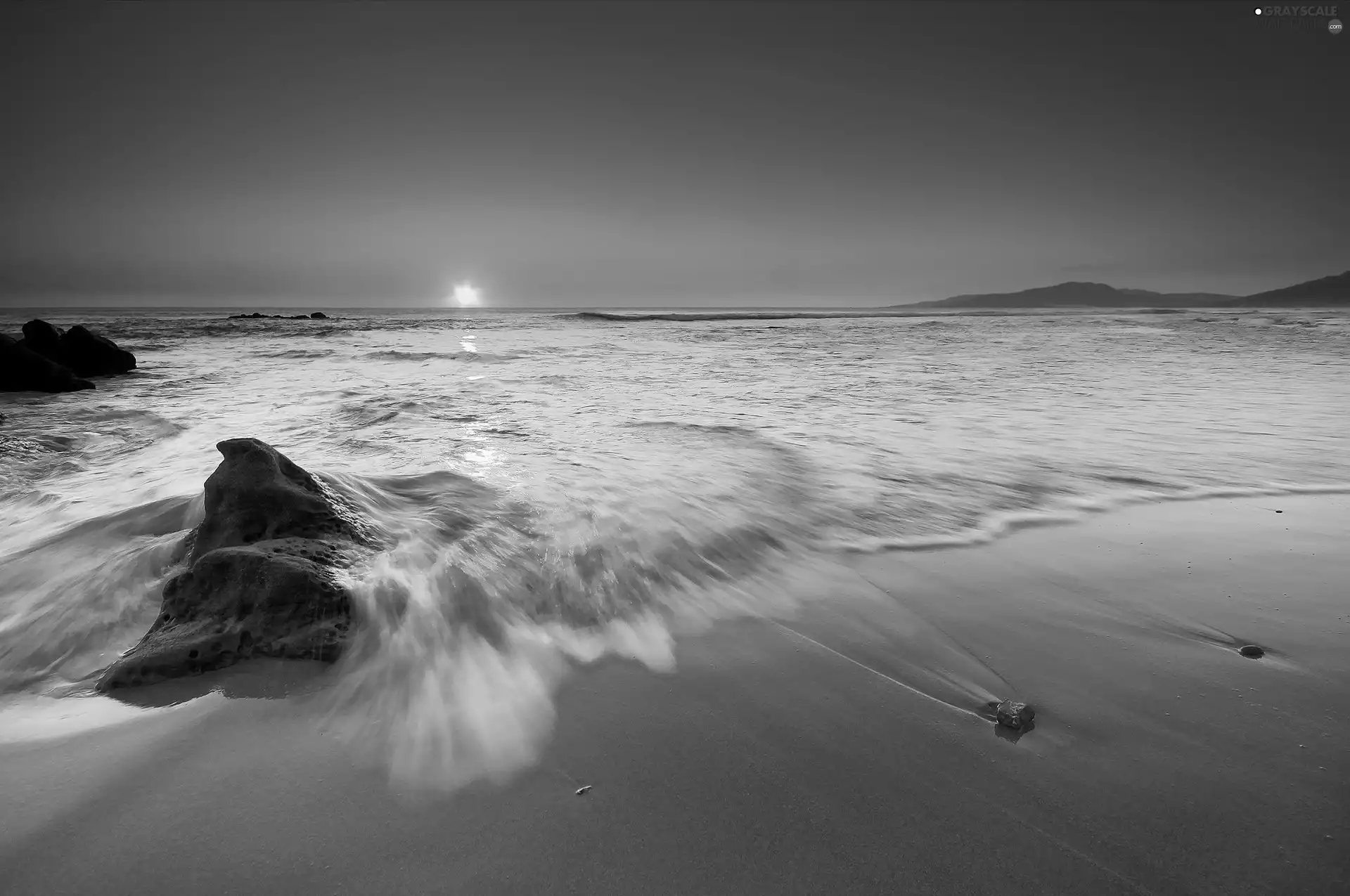 west, sun, Beaches, Stones, sea