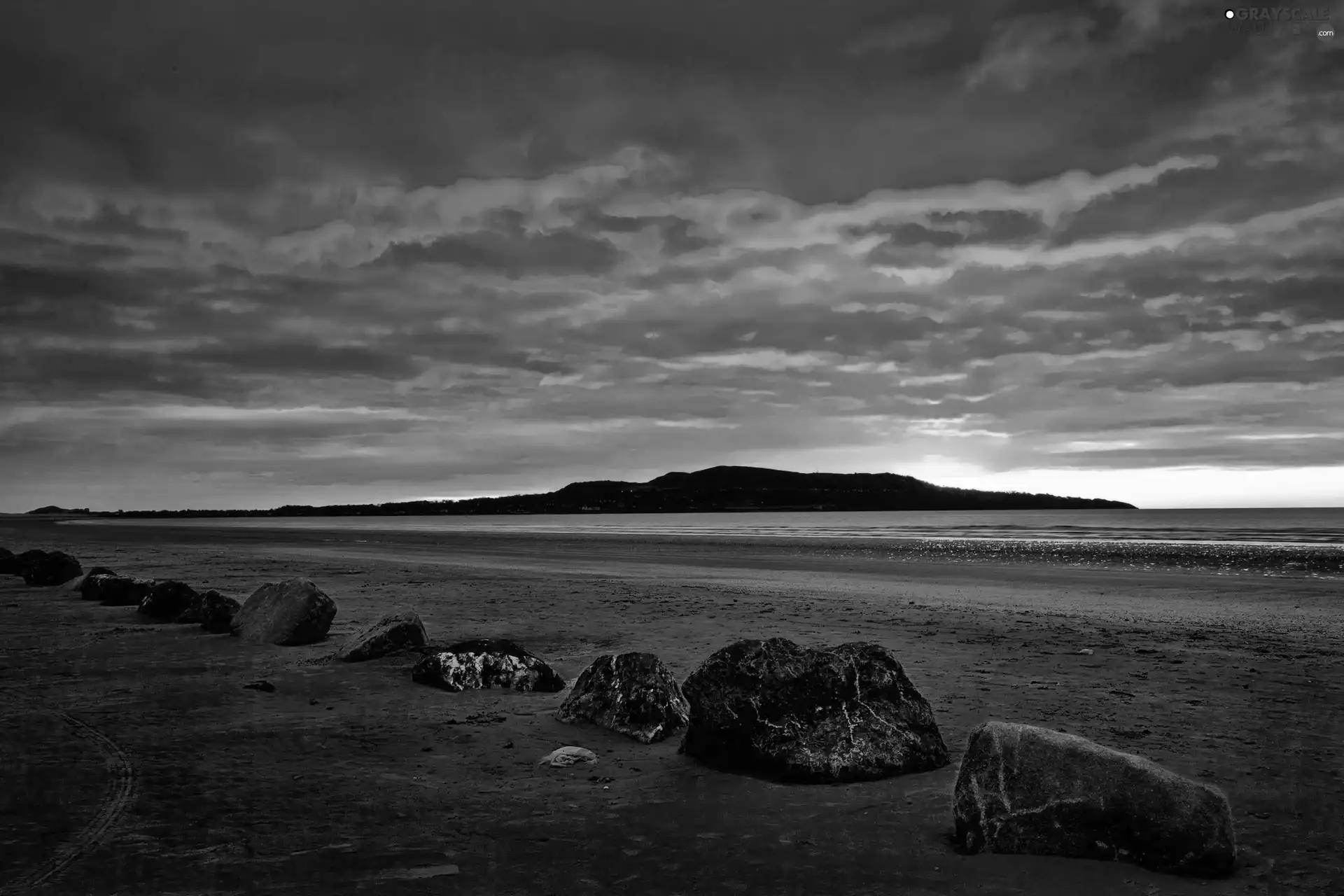 west, sun, Beaches, Stones, sea