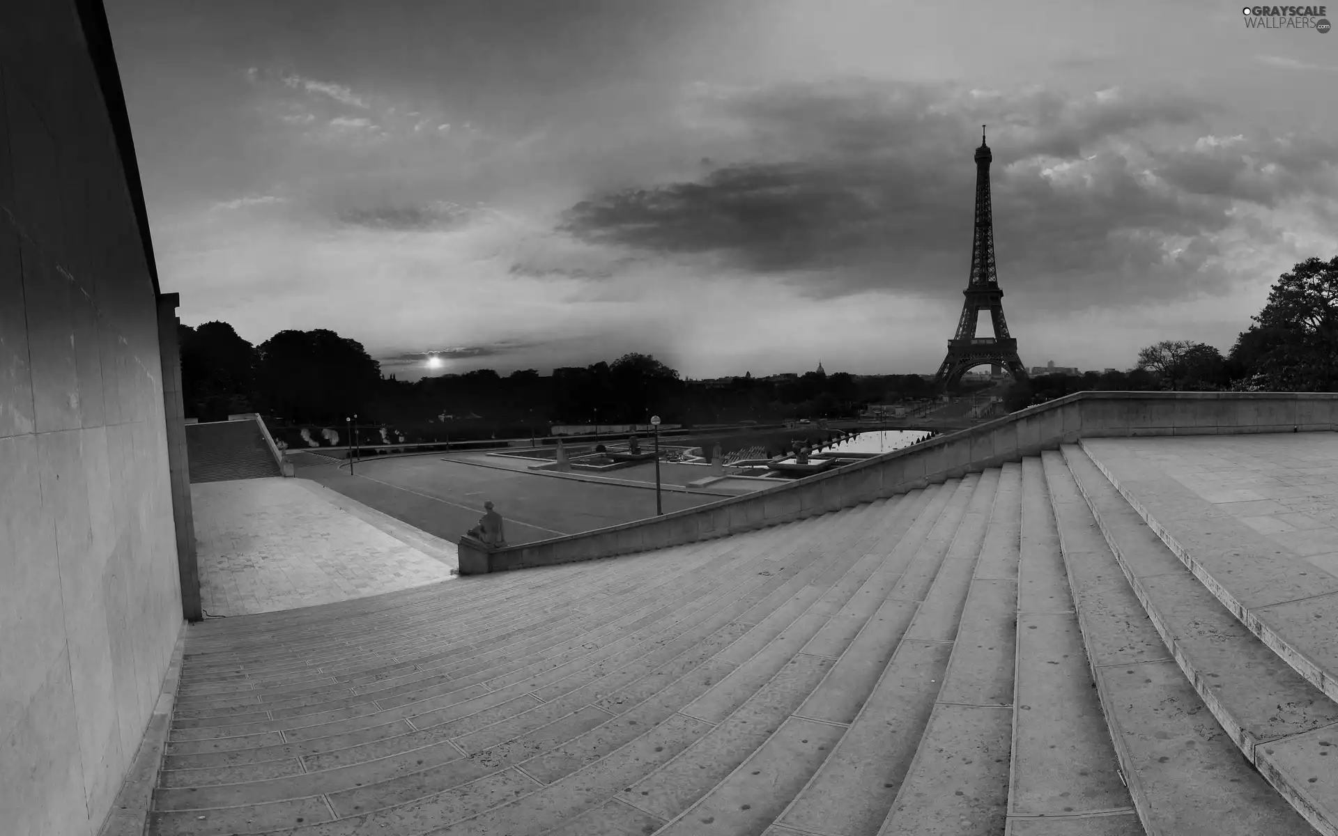 Eiffla, France, west, sun, Stairs, tower