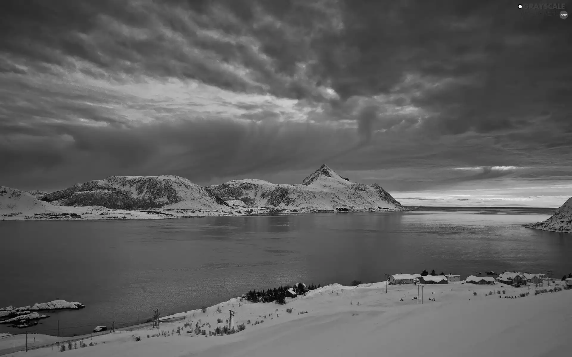 west, sun, sea, Mountains, winter