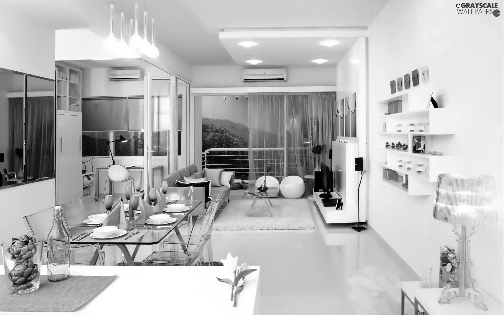 Room, Table, White, dining room