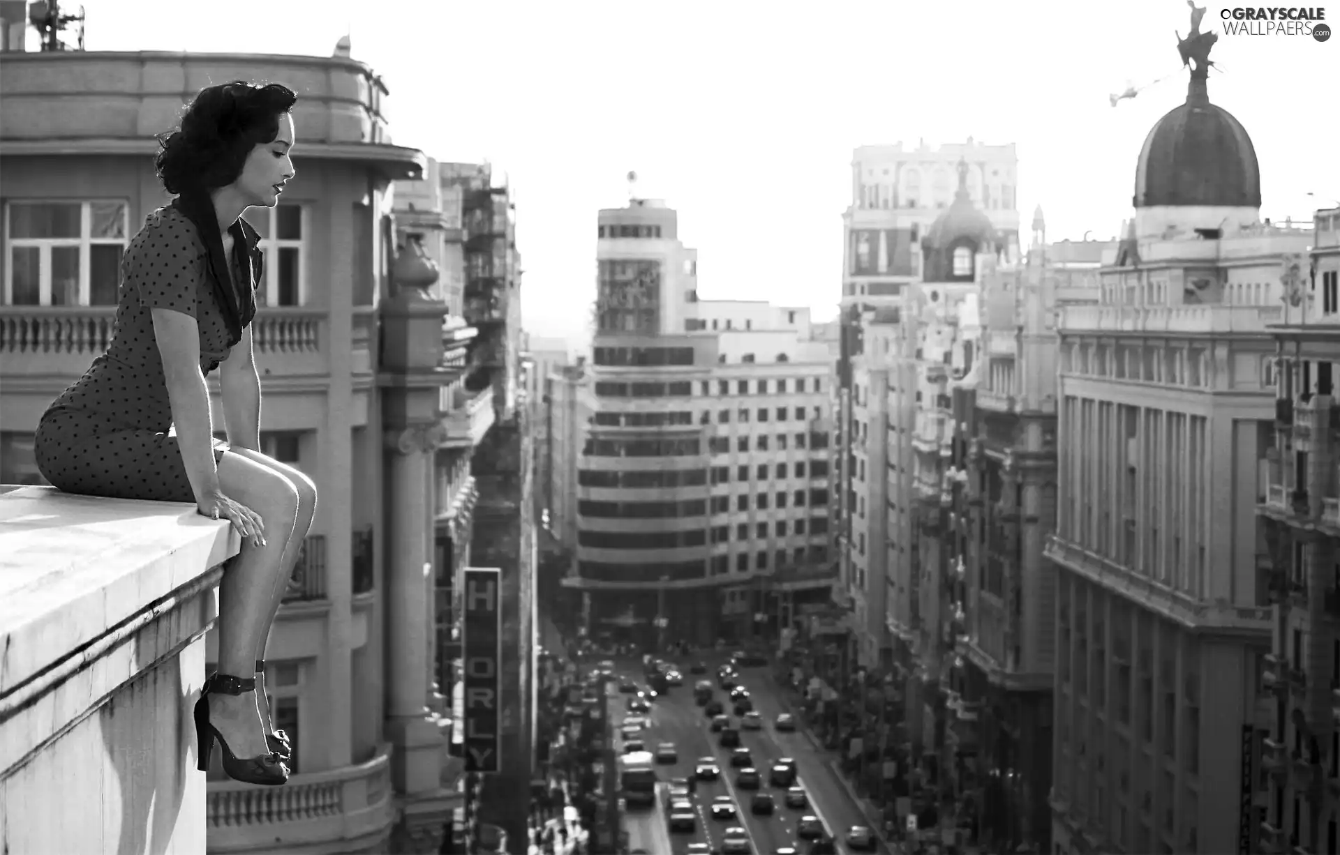 Women, black, White, Town