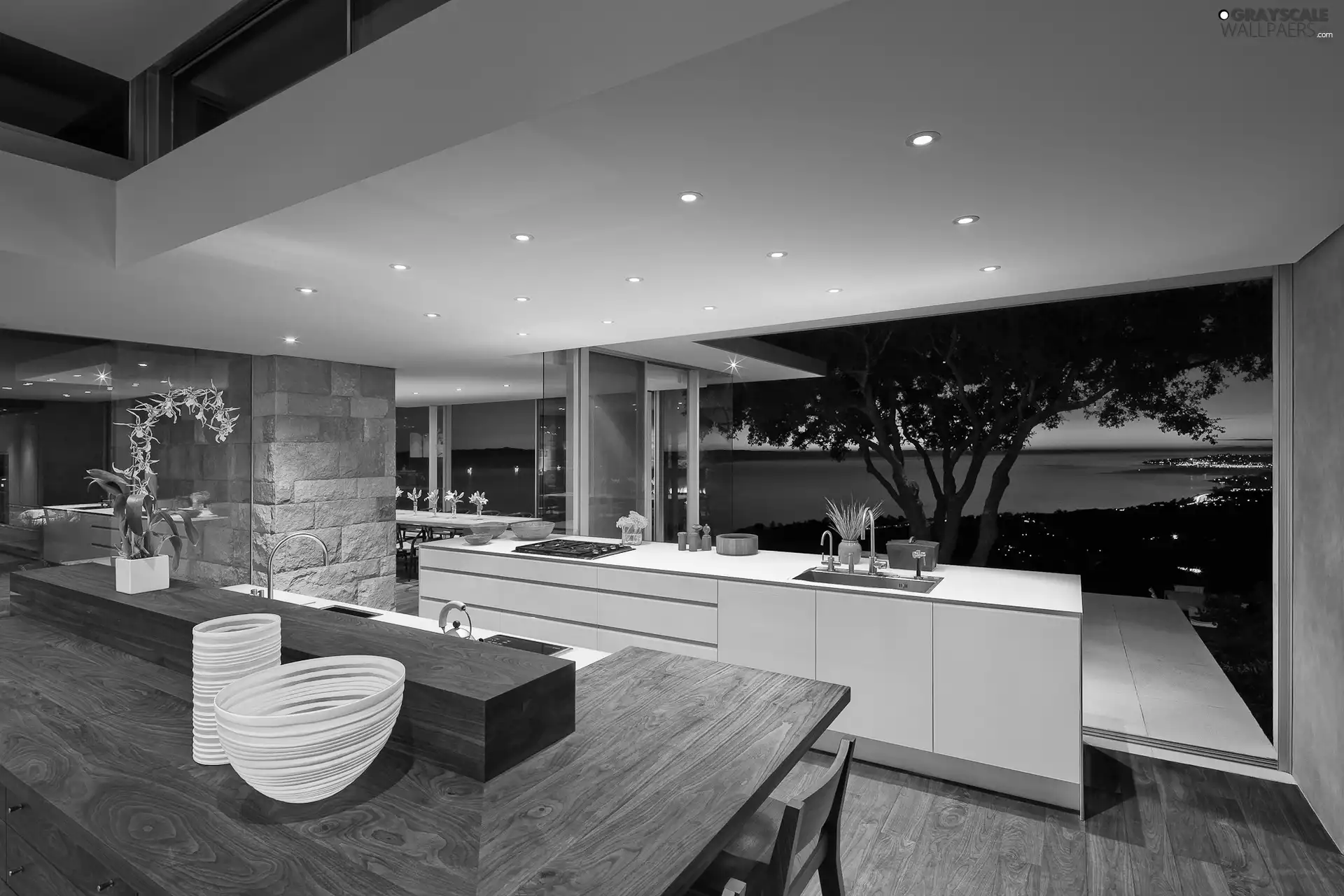 Window, landscape, Kitchen, decor, house
