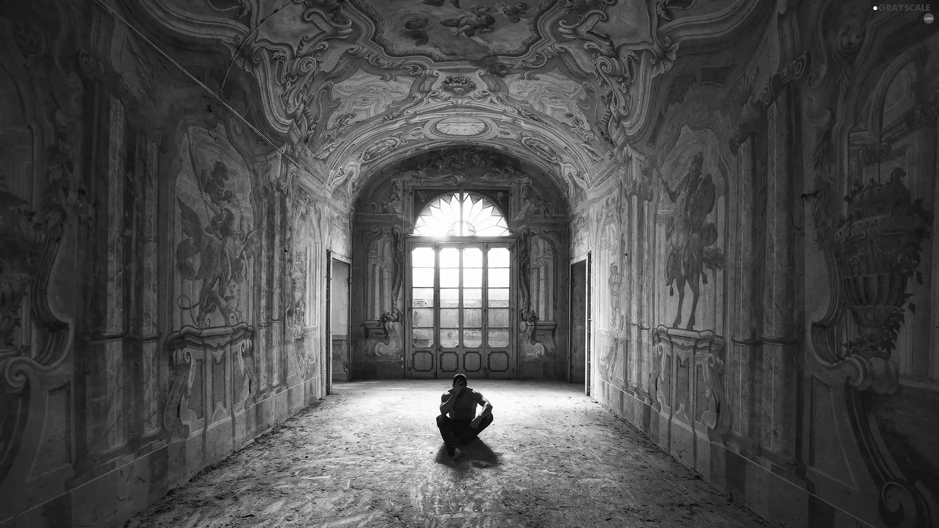 Window, a man, interior, room, Neglected