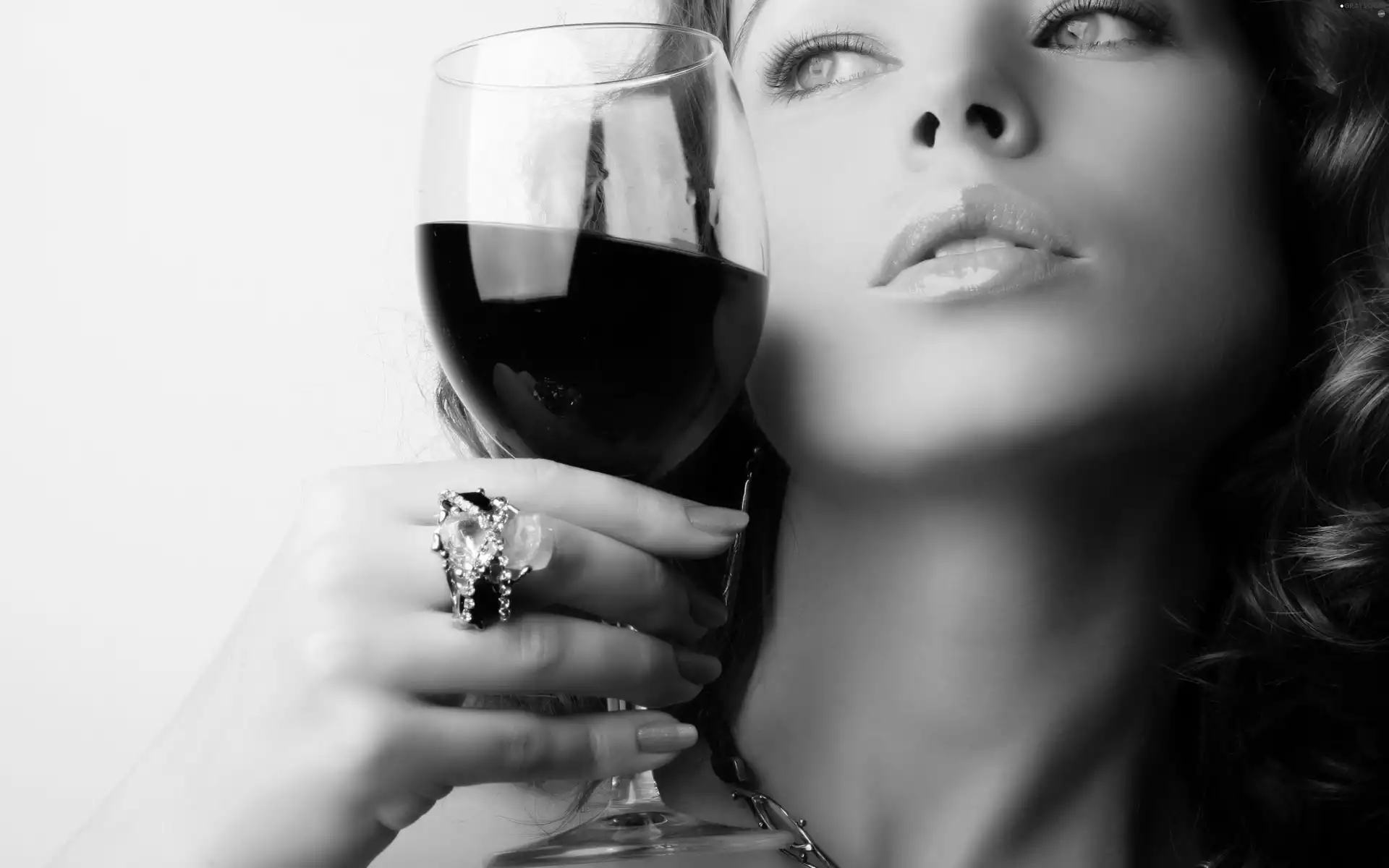 Women, glass, Wine, ring