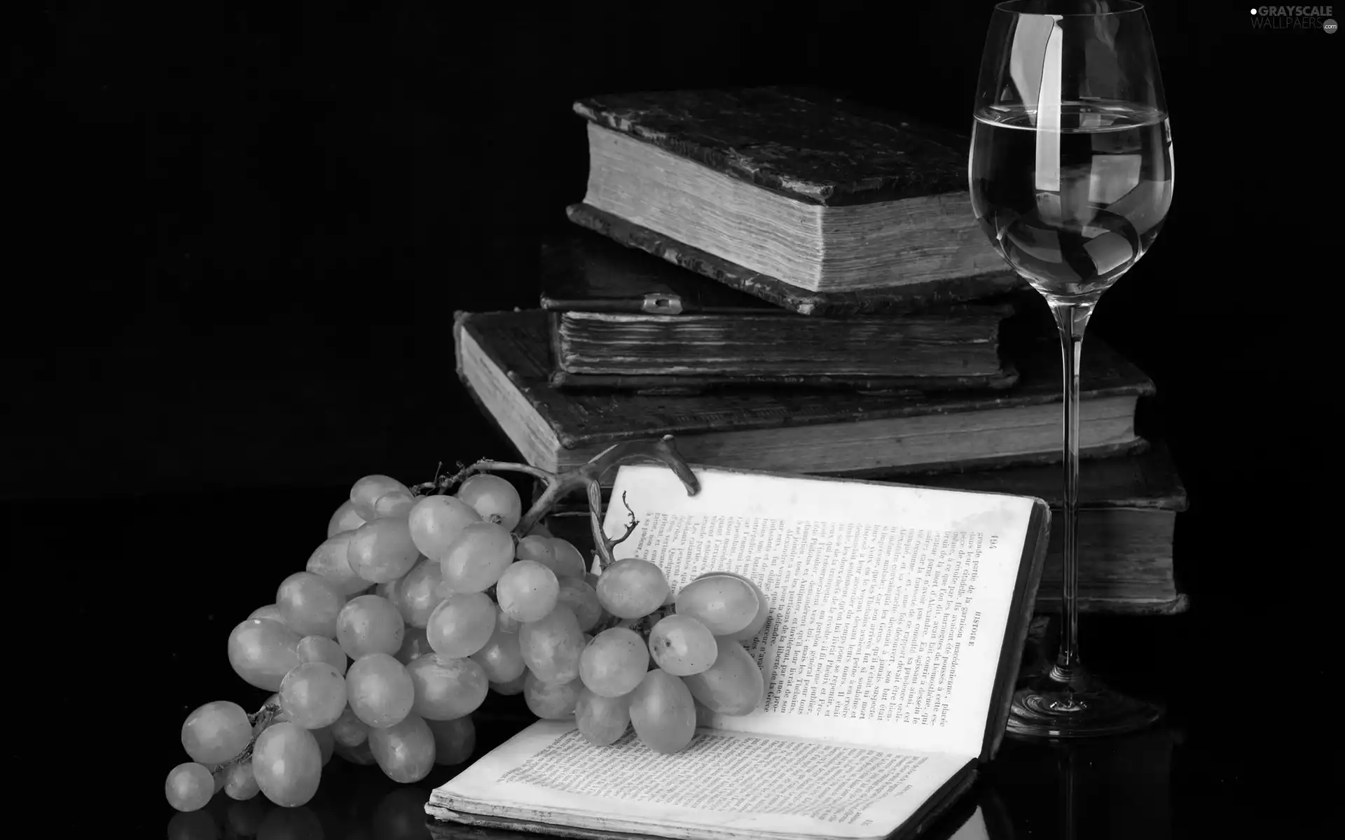 Grapes, wine glass, Wines, Books