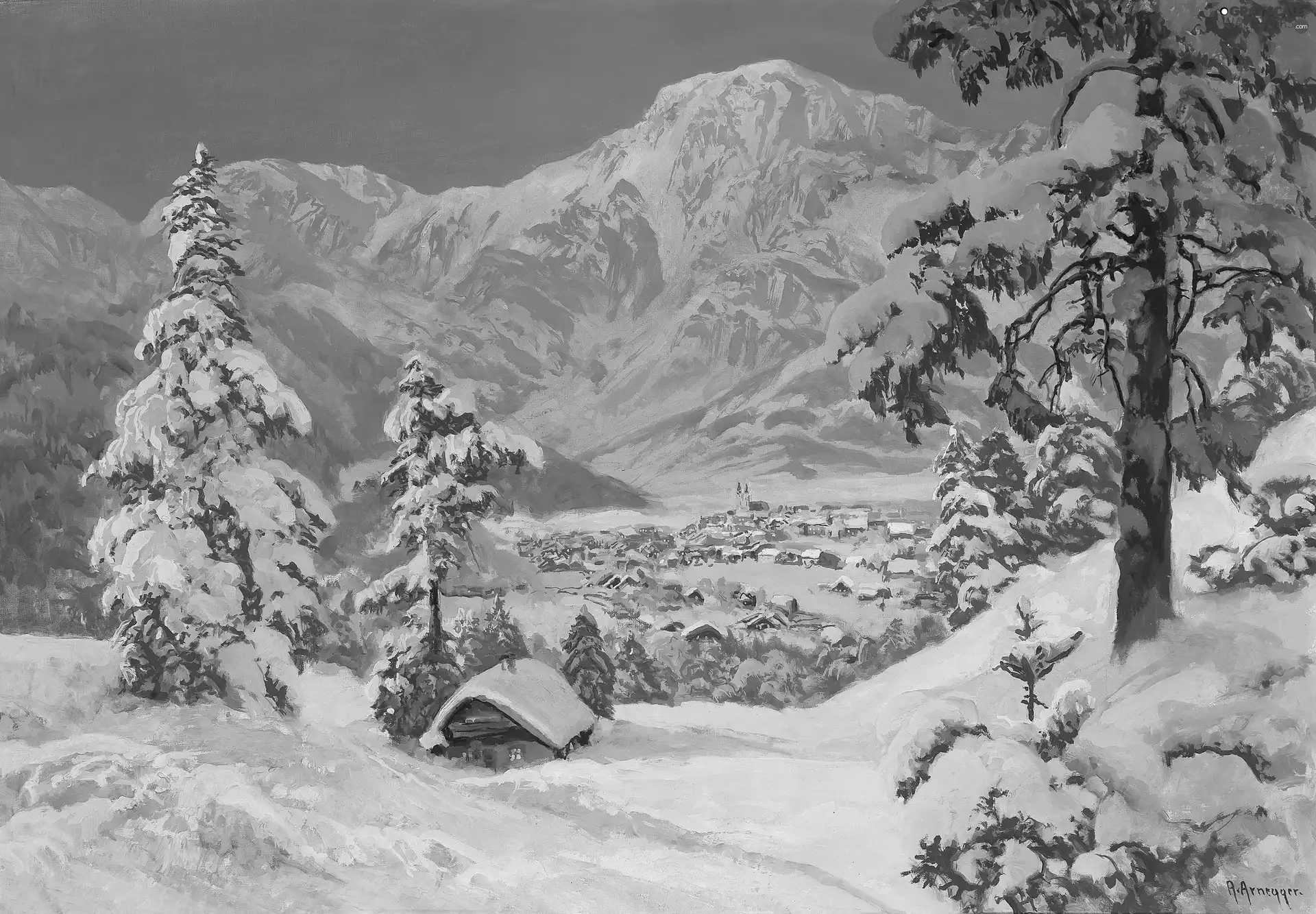 Alois, landscape, winter, Arnegger
