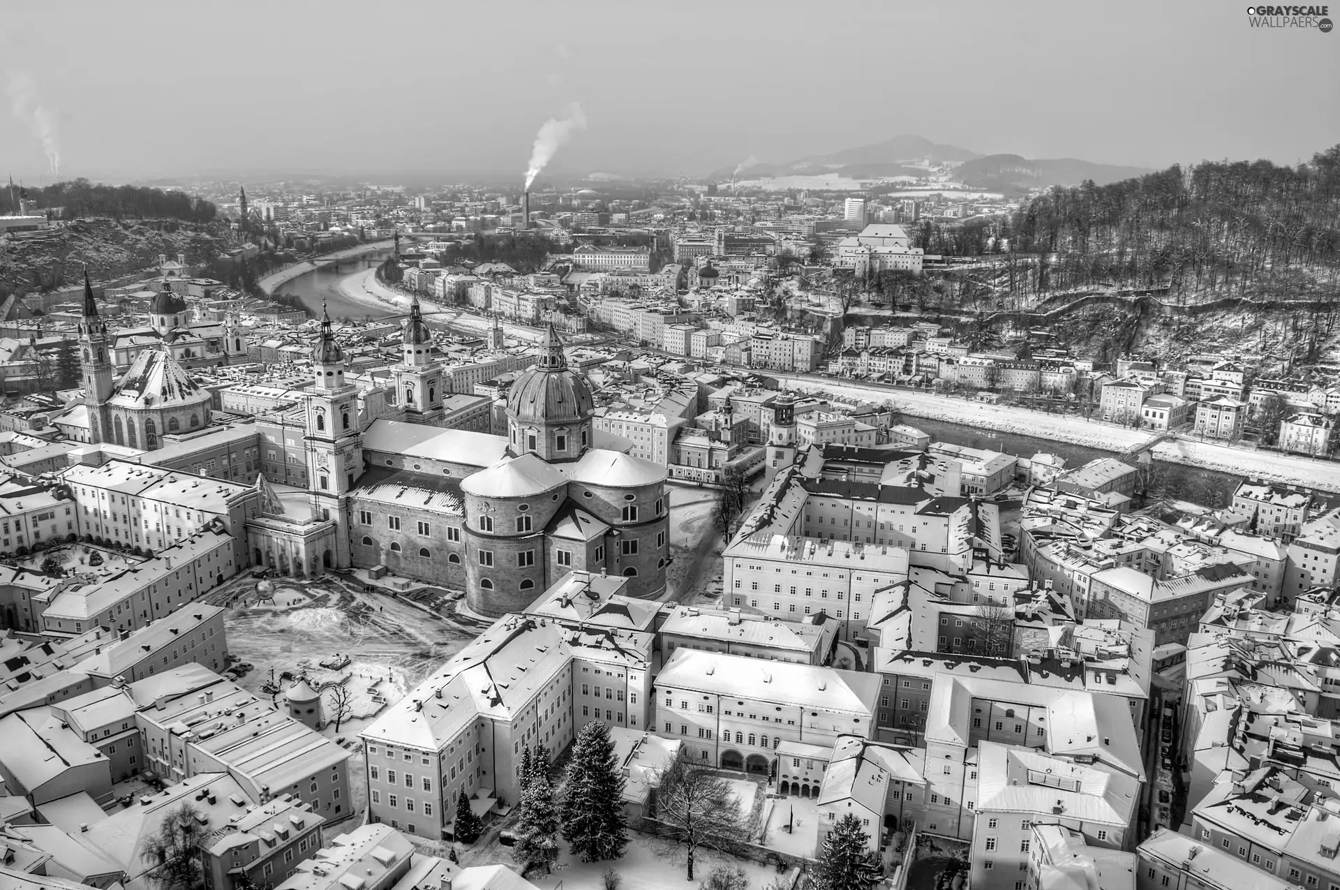 Austria, Town, winter, Salzburg