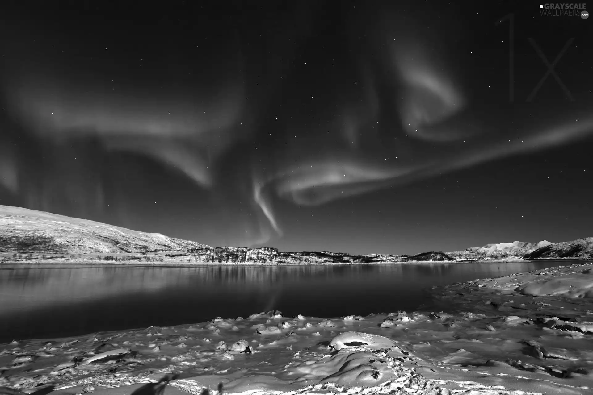 dawn, lake, winter, Polaris